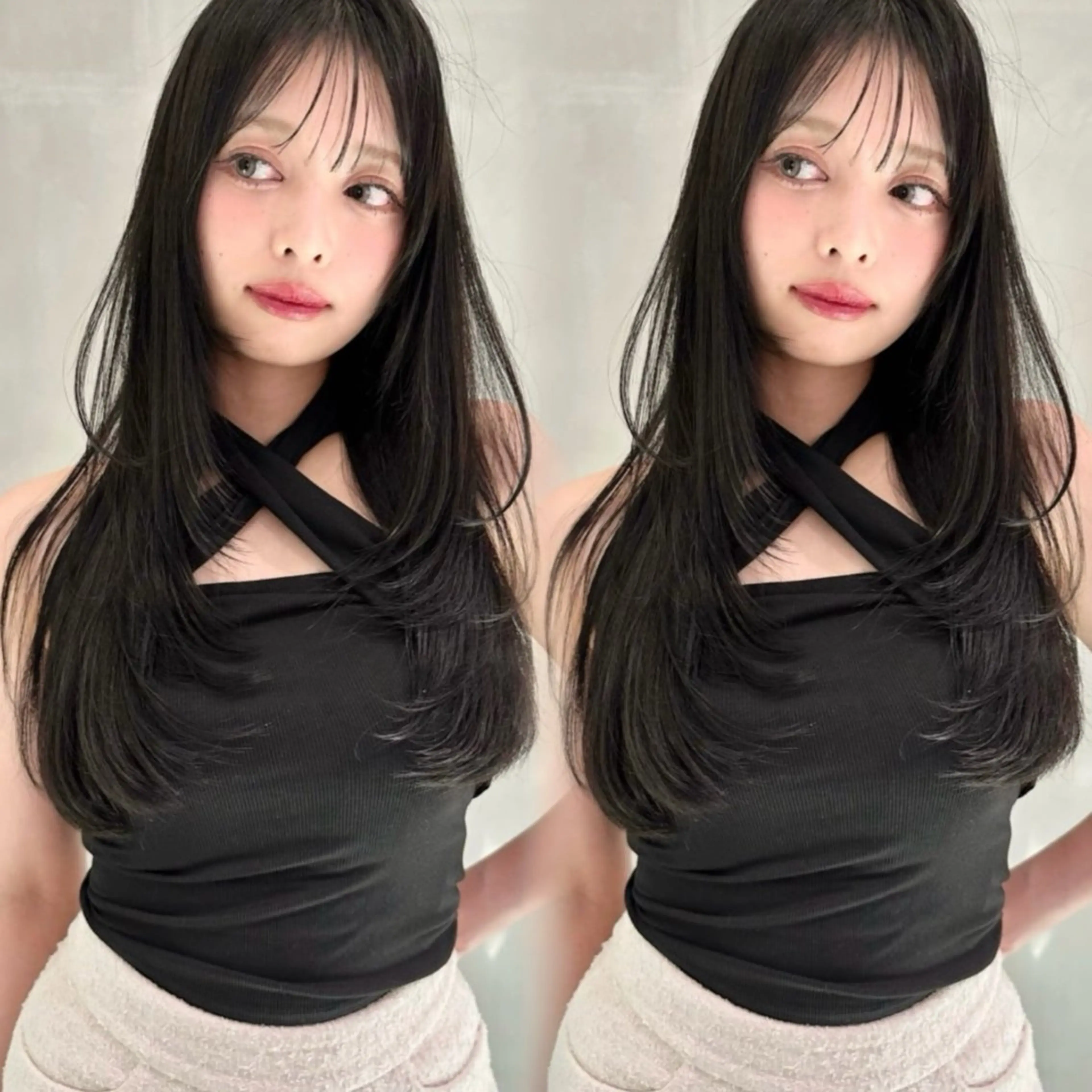 ロング カラー カット ヘアカラー トリートメント 興津/韓国レイヤー ダブルカラー美髪縮毛のヘアスタイル