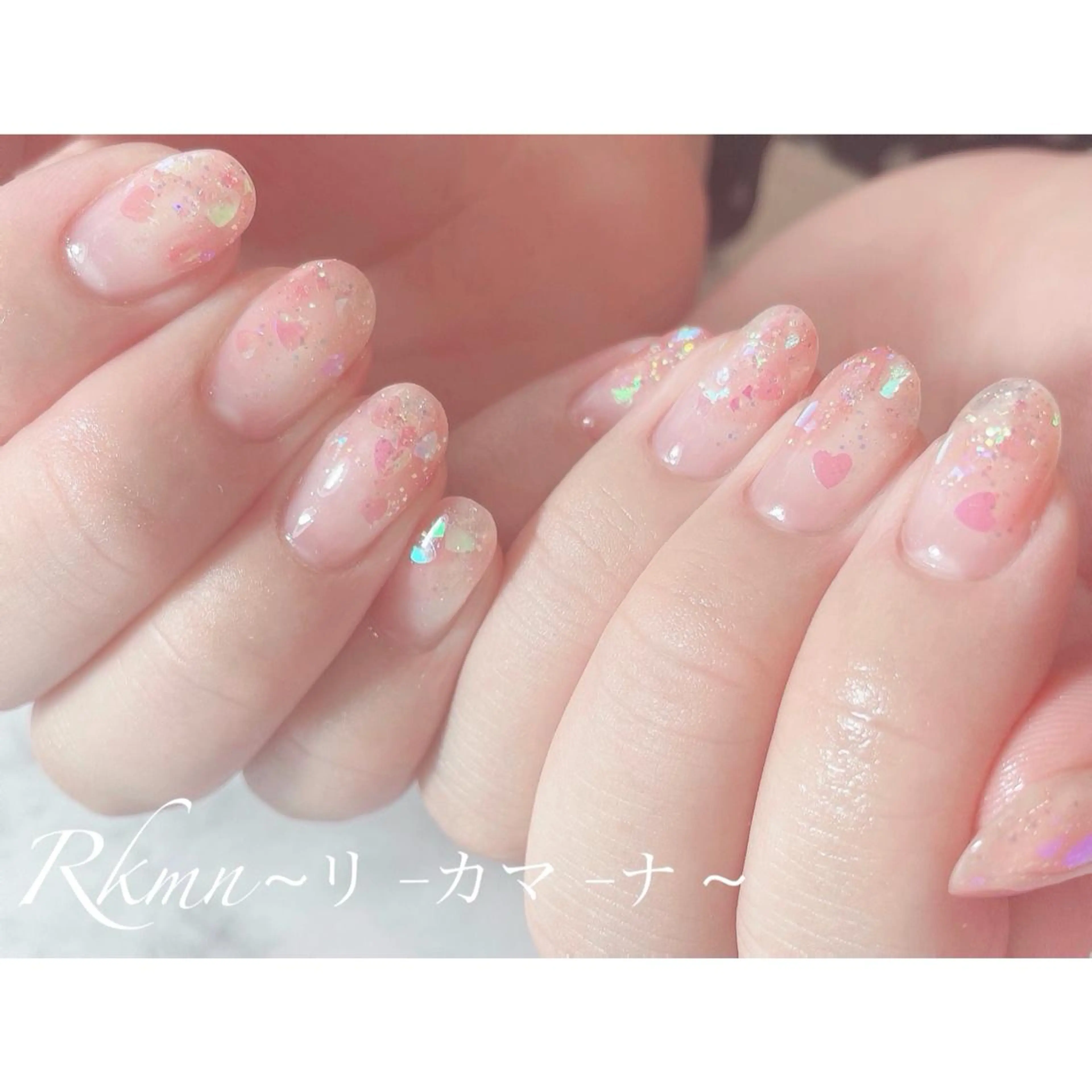 ネイル アートネイル フレンチネイル ジェルネイル グラデーション ハート ハンドネイル フットネイル ハンドケア Rkmn ~リ-カマ-ナ~のネイルデザイン