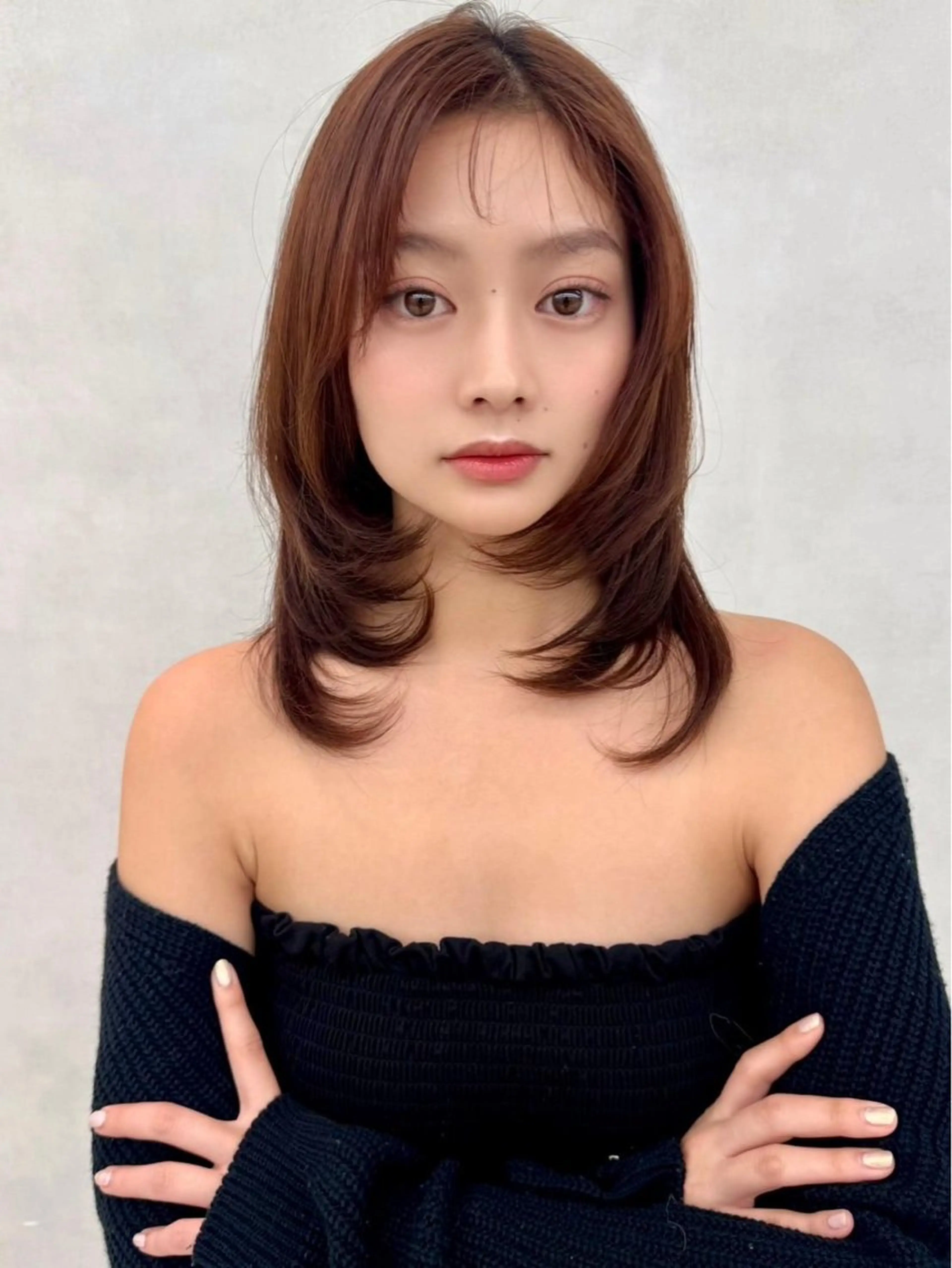 ロング カラー カット ヘアカラー トリートメント 🇰🇷韓国レイヤー ケアカラー／田川佑紀のヘアスタイル