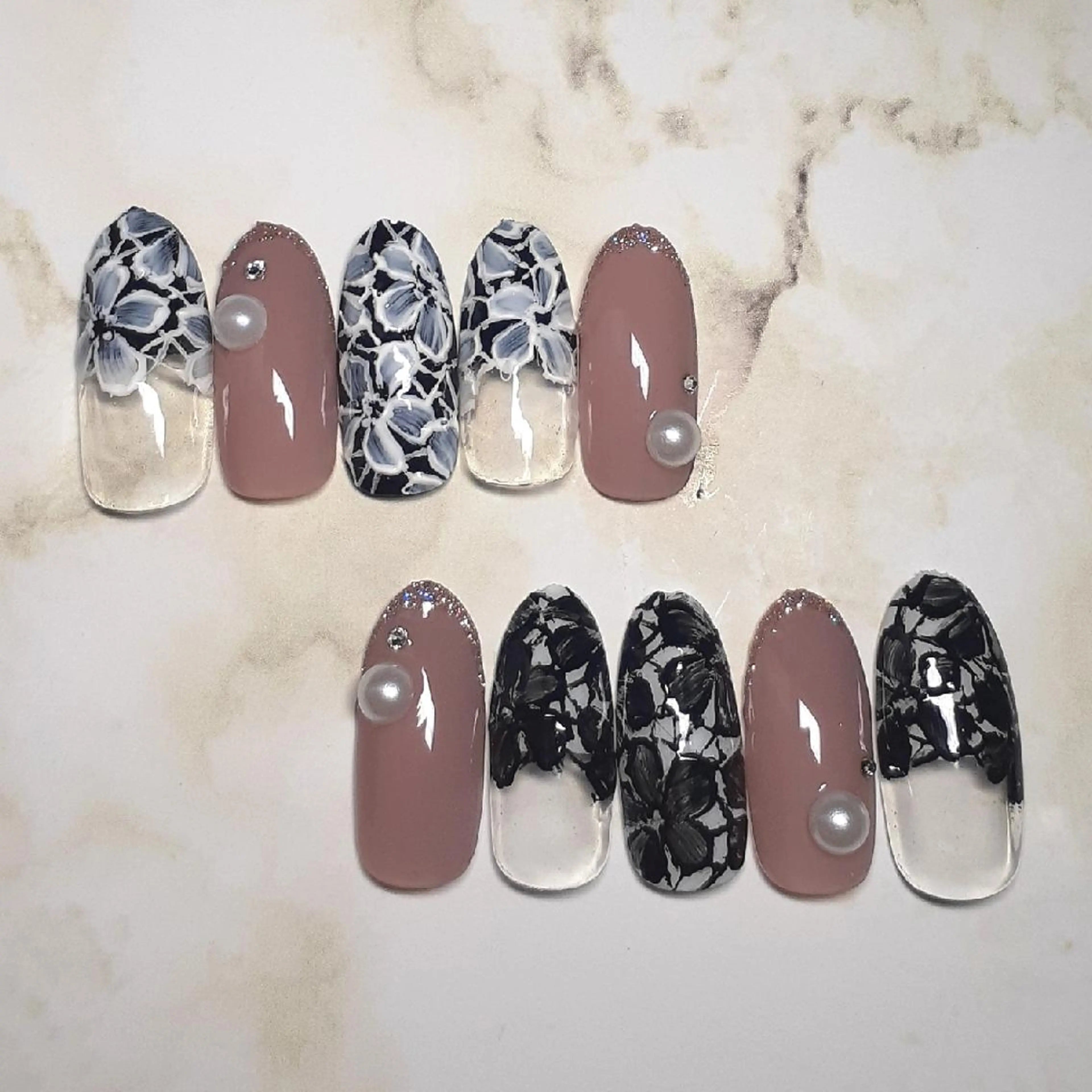 ネイル フラワーネイル レース ホワイト ハンドネイル 池元 真由美のネイルデザイン