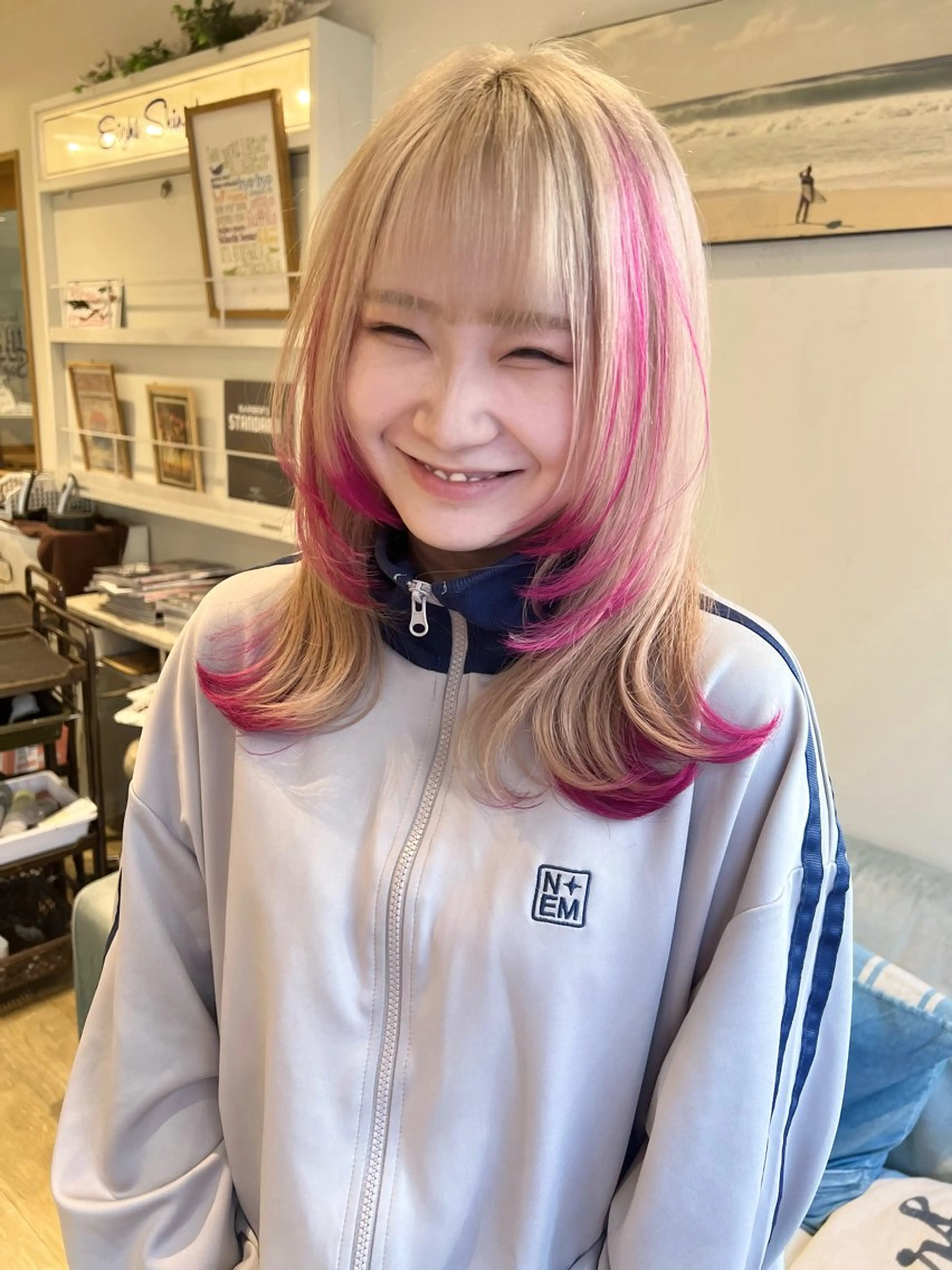 セミロング レイヤーカット カット ヘアカラー 渋谷ハイトーン/ デザインカラー阿部のヘアスタイル