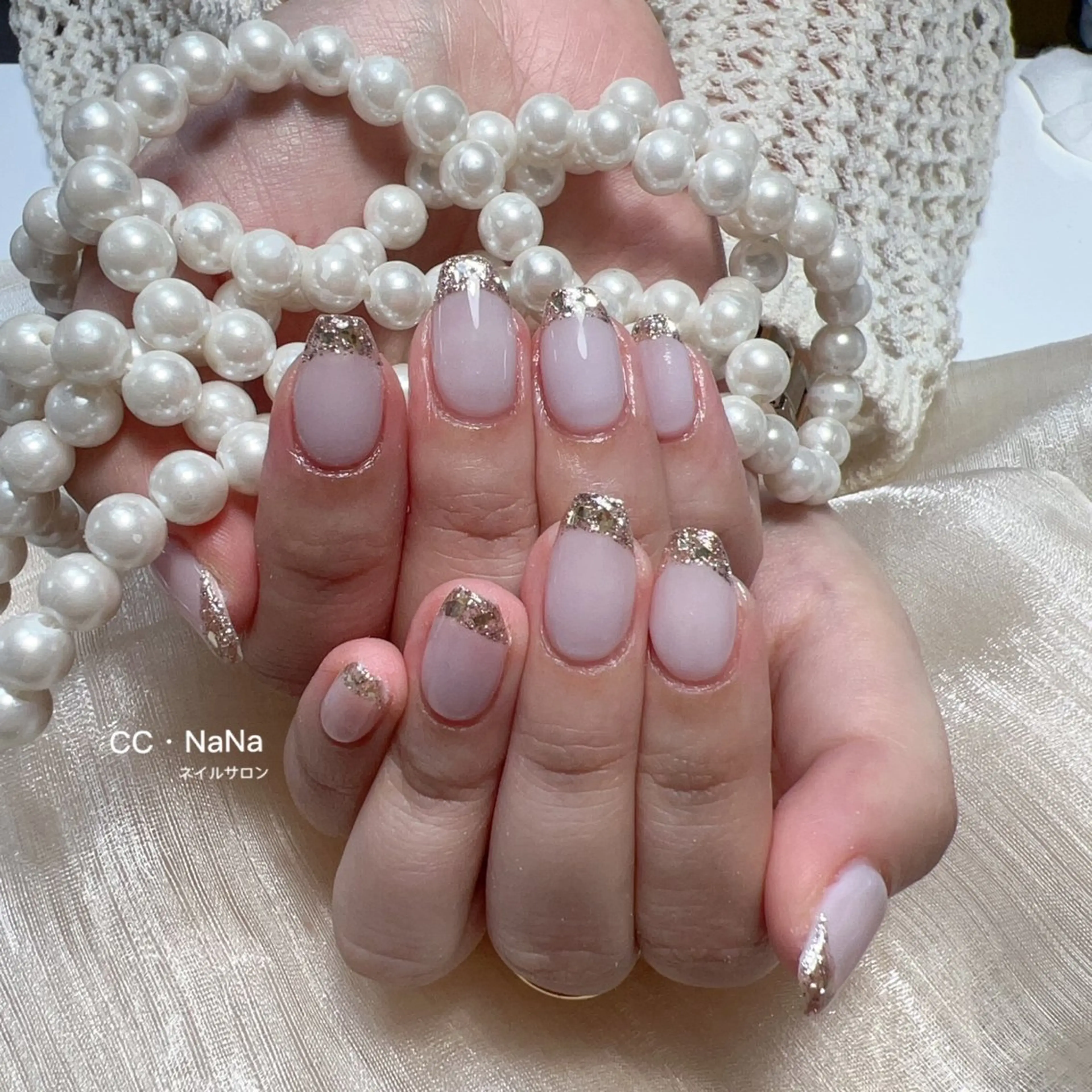 ネイル チークネイル フラッシュネイル フレンチネイル ガラスフレンチ ハート ハンドネイル 💎CC・NaNa 韓国風ネイル🌙Cのネイルデザイン