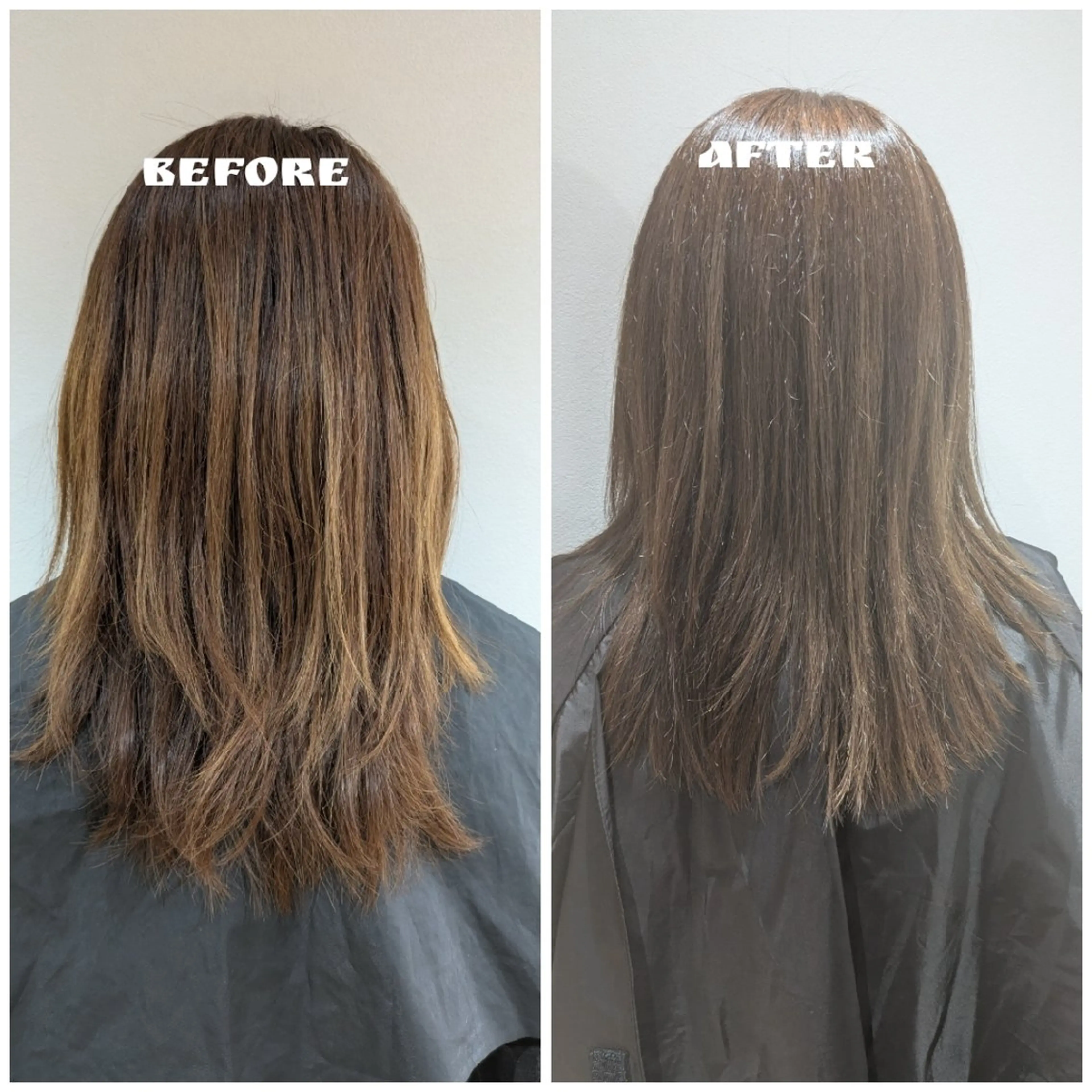 セミロング カラー ケアカラー トリートメント ヘアカラー 辻花 さおりのヘアスタイル