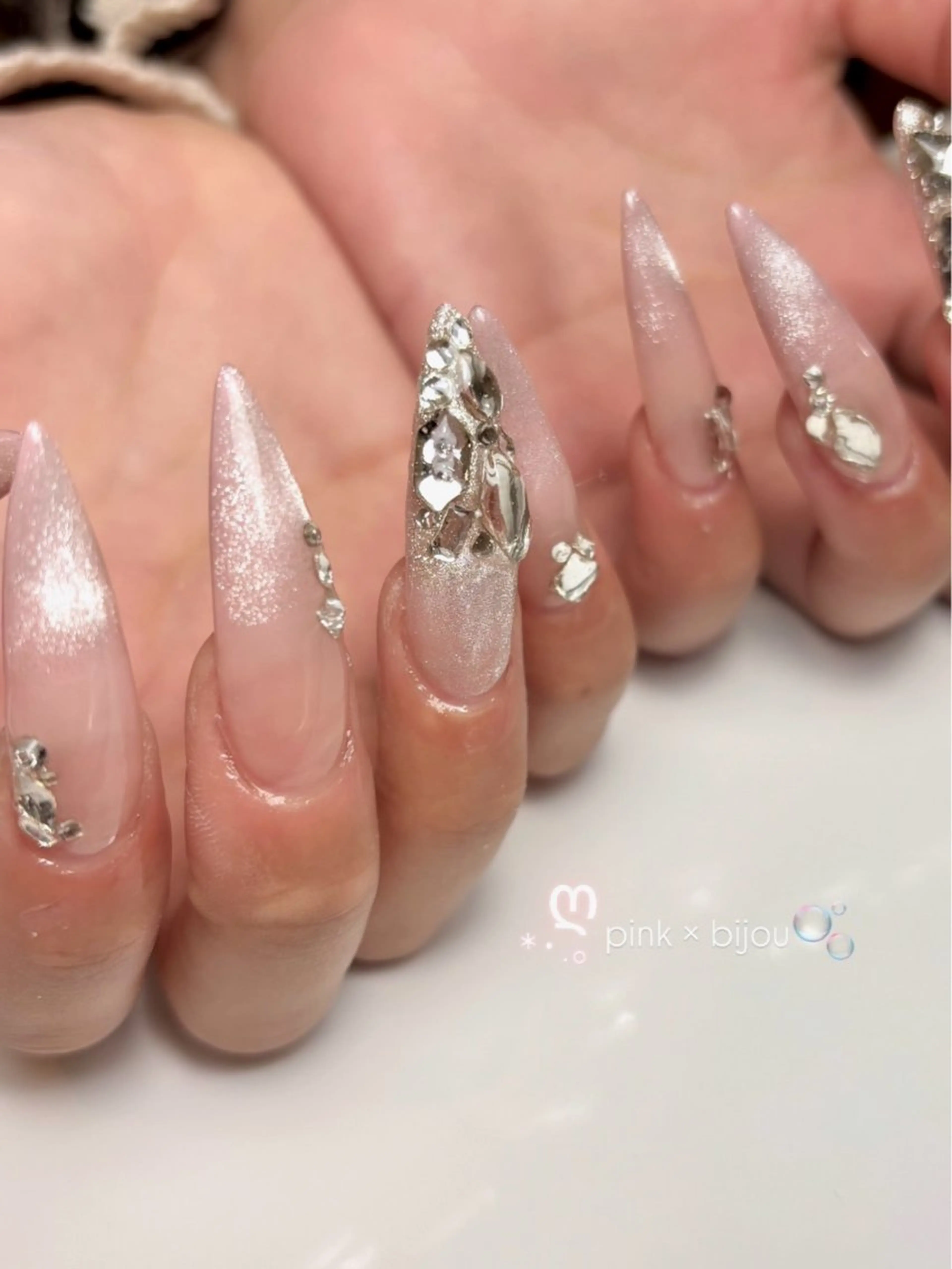 ネイル キラキラネイル ピンク 春ネイル Ballie/ Mizukiのネイルデザイン