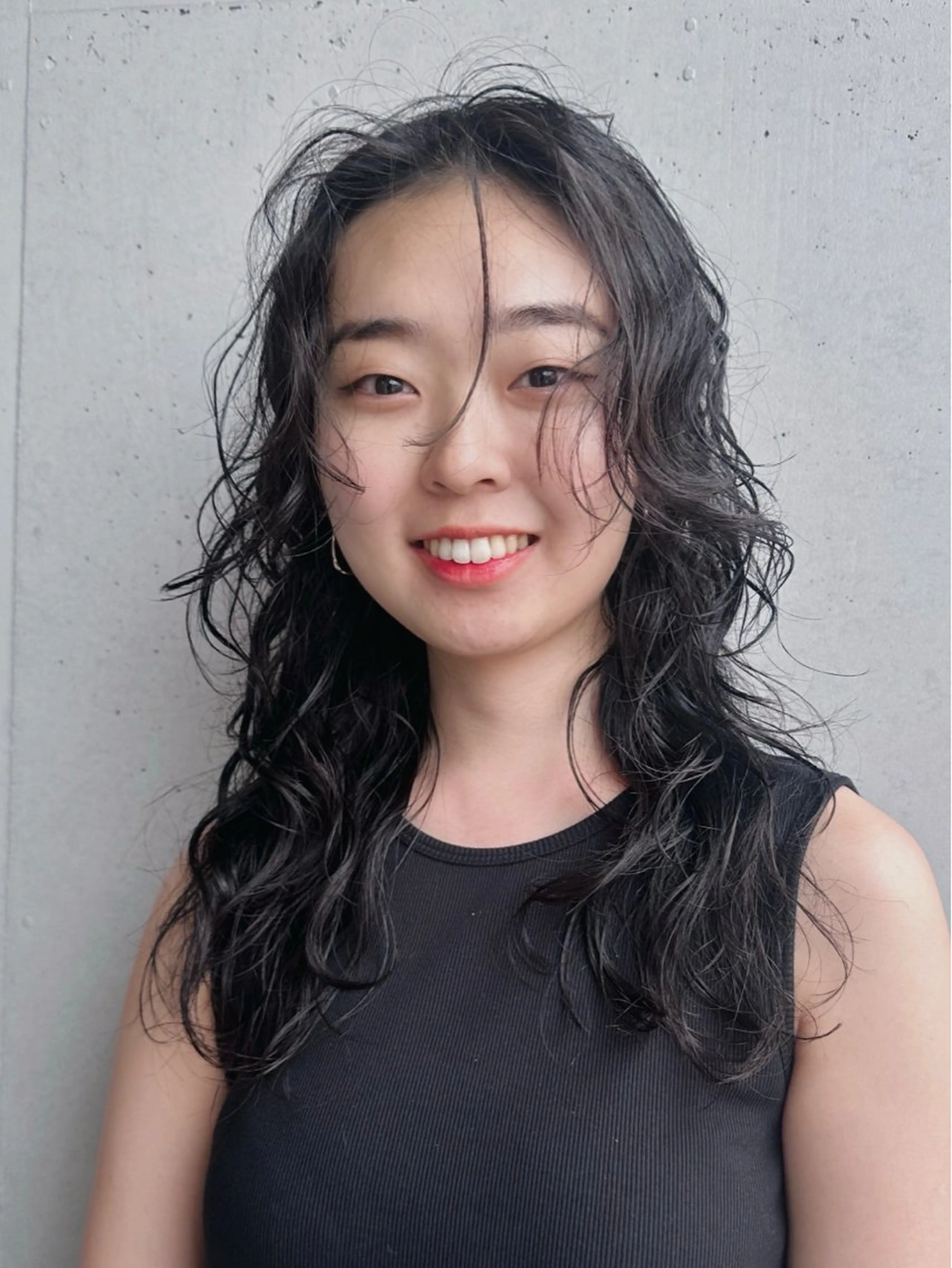 セミロング パーマ カット パーマ トリートメント 前野 日奈のヘアスタイル