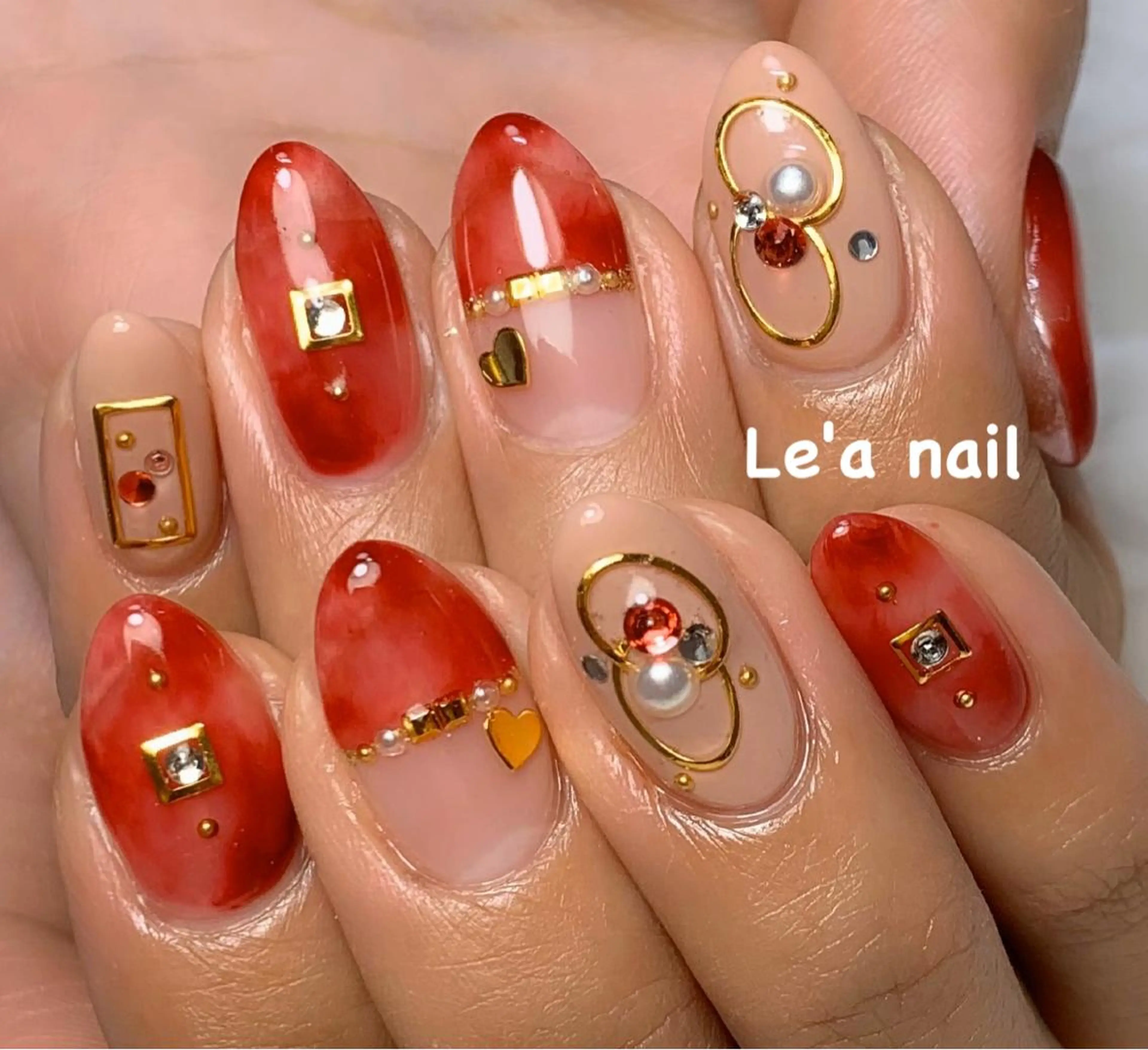 ネイル べっ甲ネイル 持ち込み 赤色 'mm  (ミリ) ＭＡＮＡＭＩのネイルデザイン