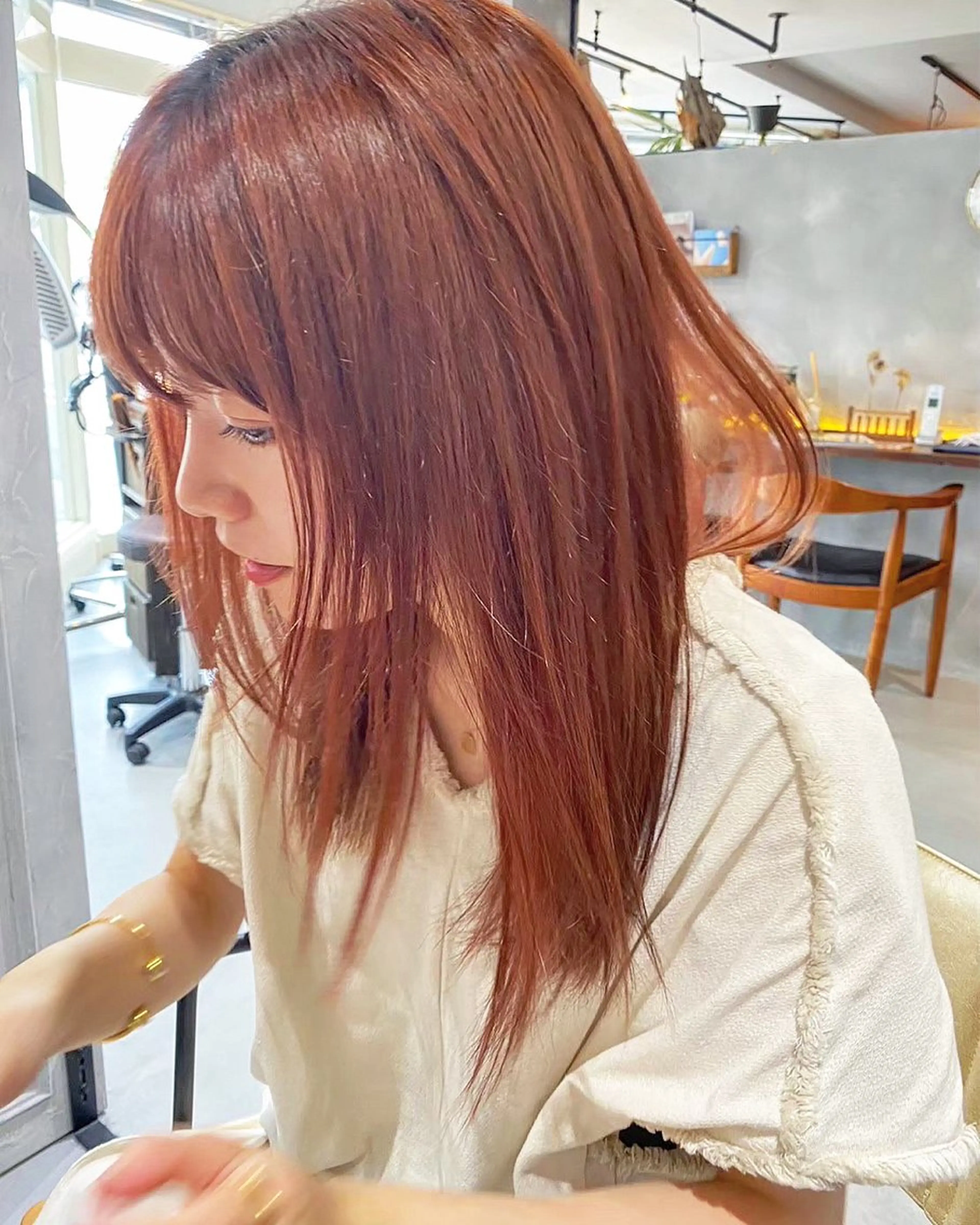 ミディアム ピンクブラウン 石井 大空のヘアスタイル