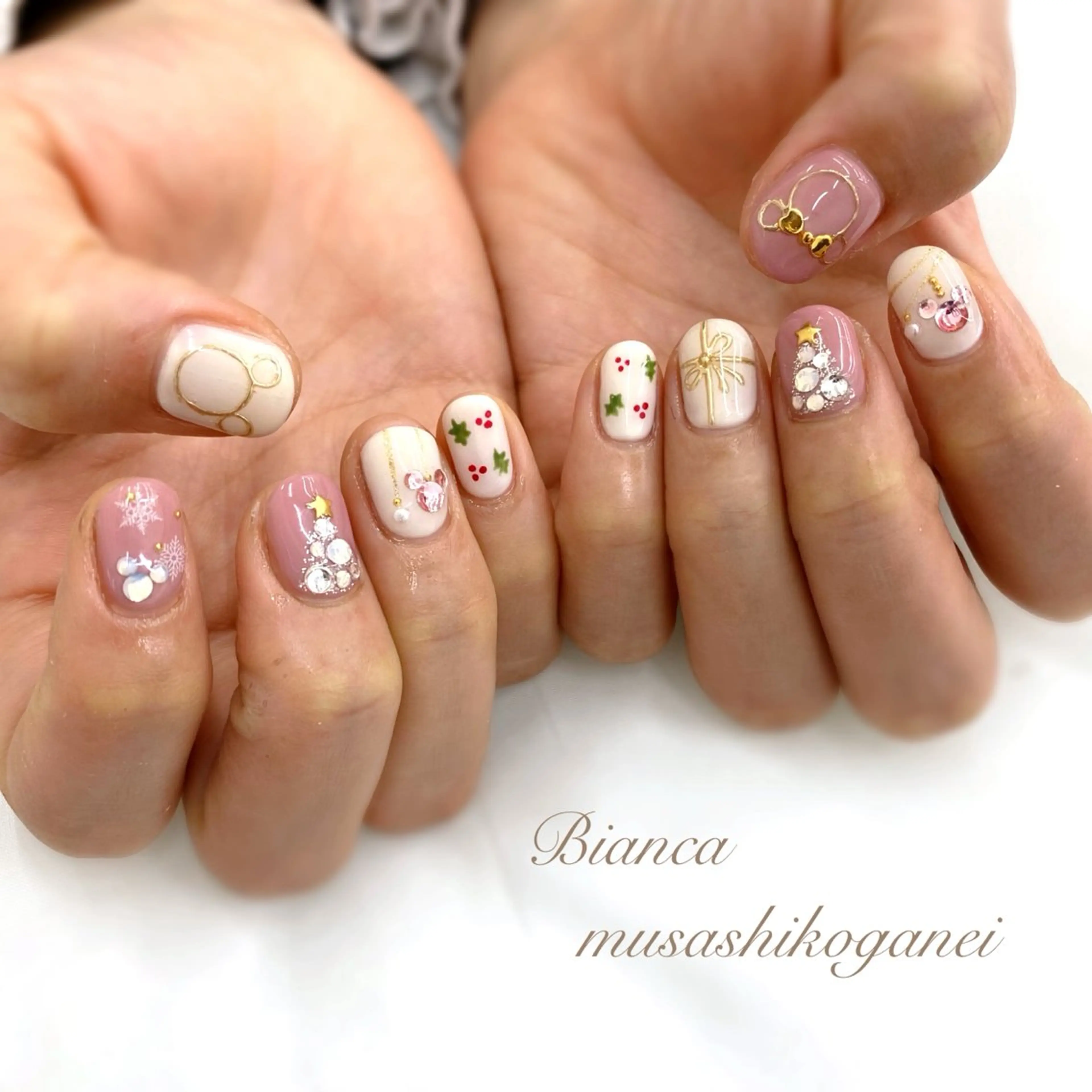 ネイル 冬ネイル クリスマス ハンドネイル Bianca 武蔵小金井　しぎはらのネイルデザイン