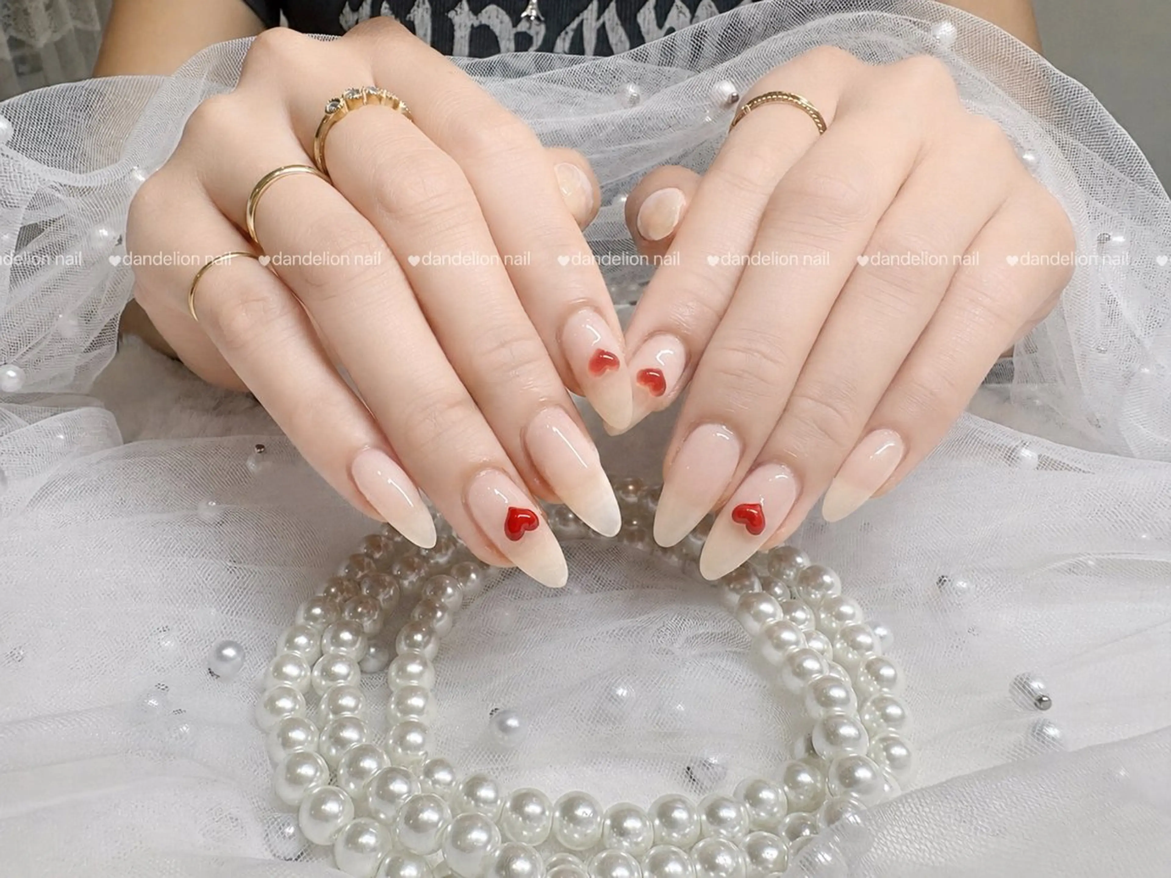 ネイル ハート シンプルネイル 夏ネイル ワンホンネイル ハンドネイル dandelion nail北千住のネイルデザイン