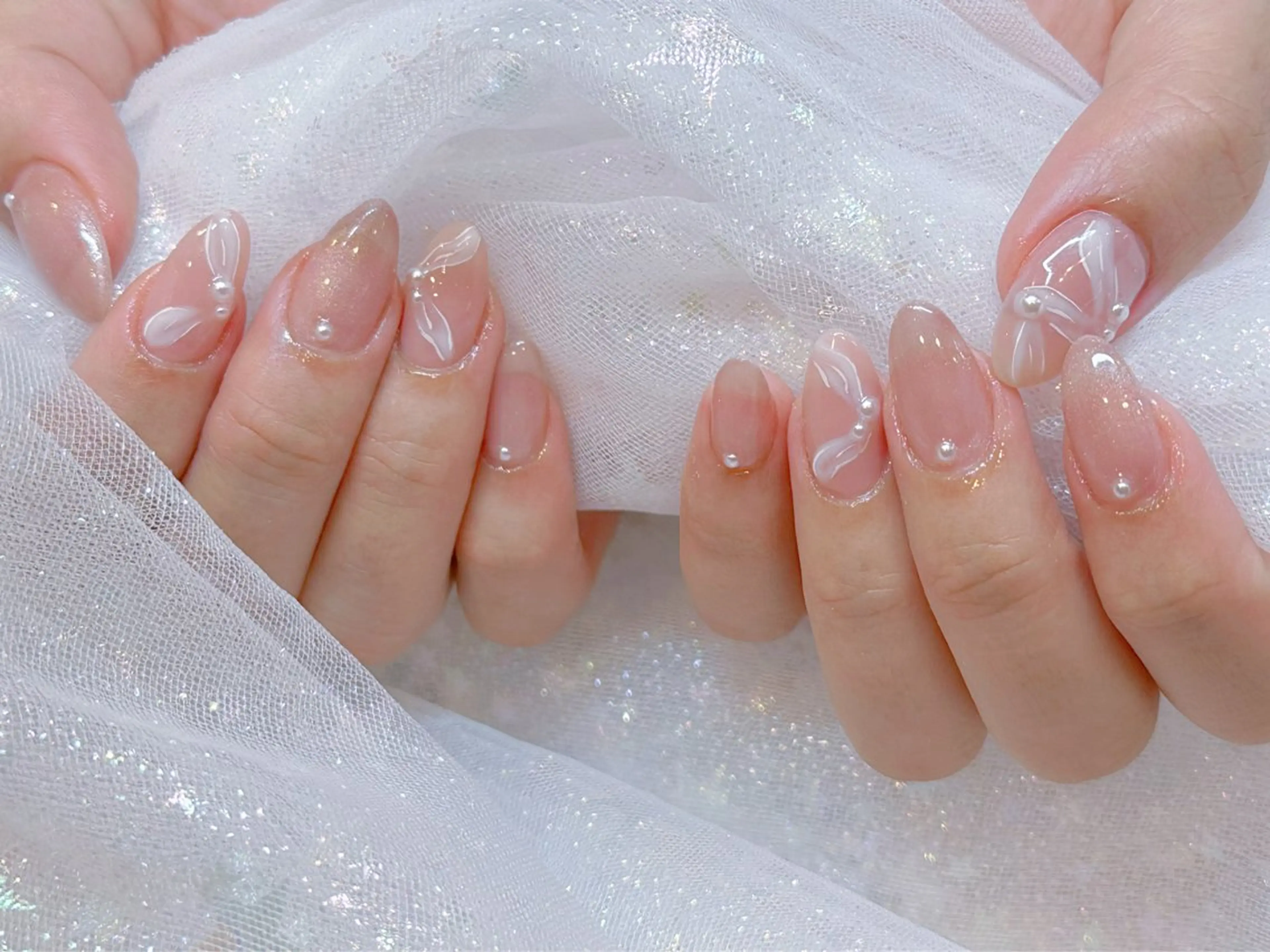 ネイル アートネイル 韓国ネイル 水色 ロングネイル マグネットネイル ハンドネイル ハンドケア NailDemure 【銀座店】のネイルデザイン