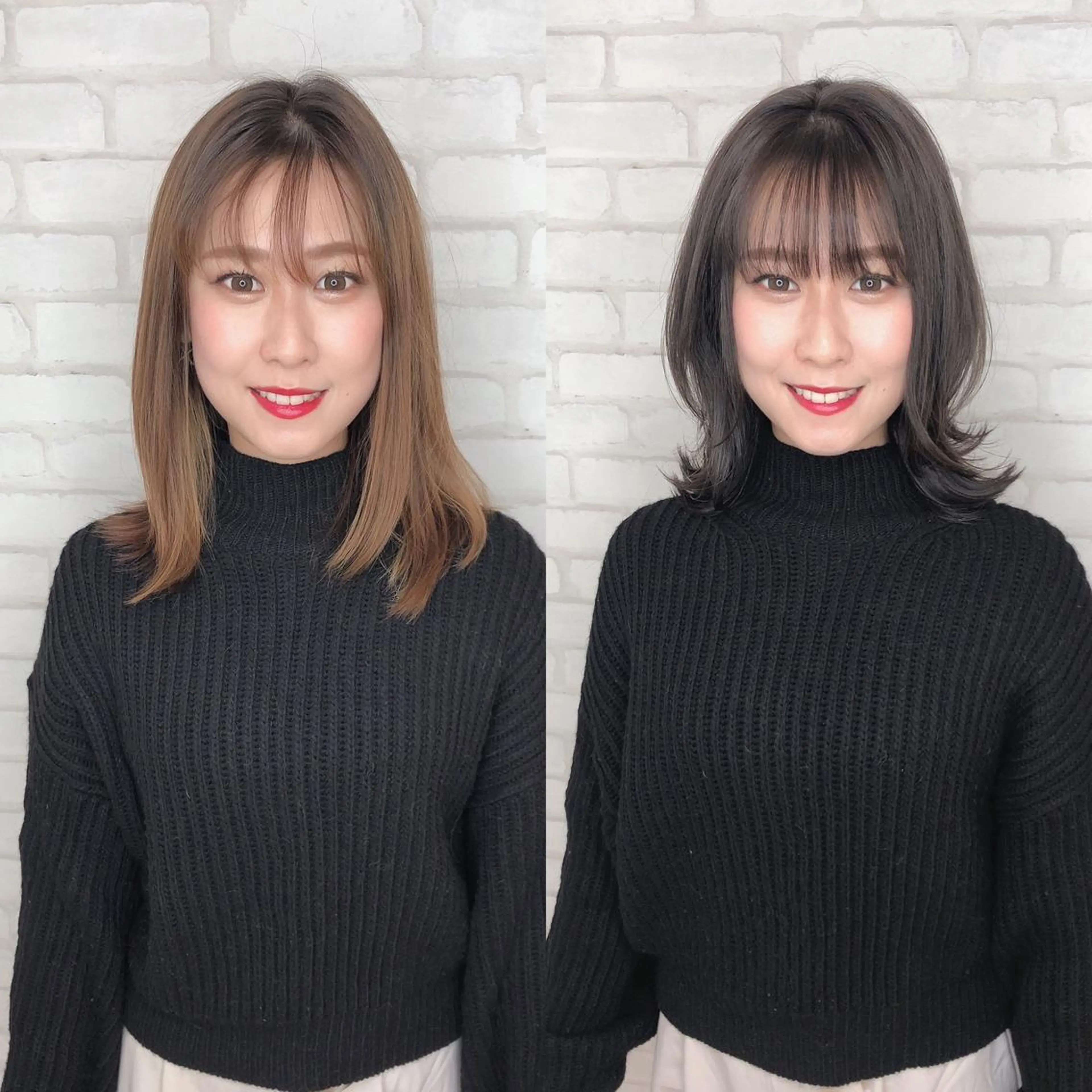 ミディアム カラー カット ヘアカラー トリートメント アビリタ 警固のヘアスタイル