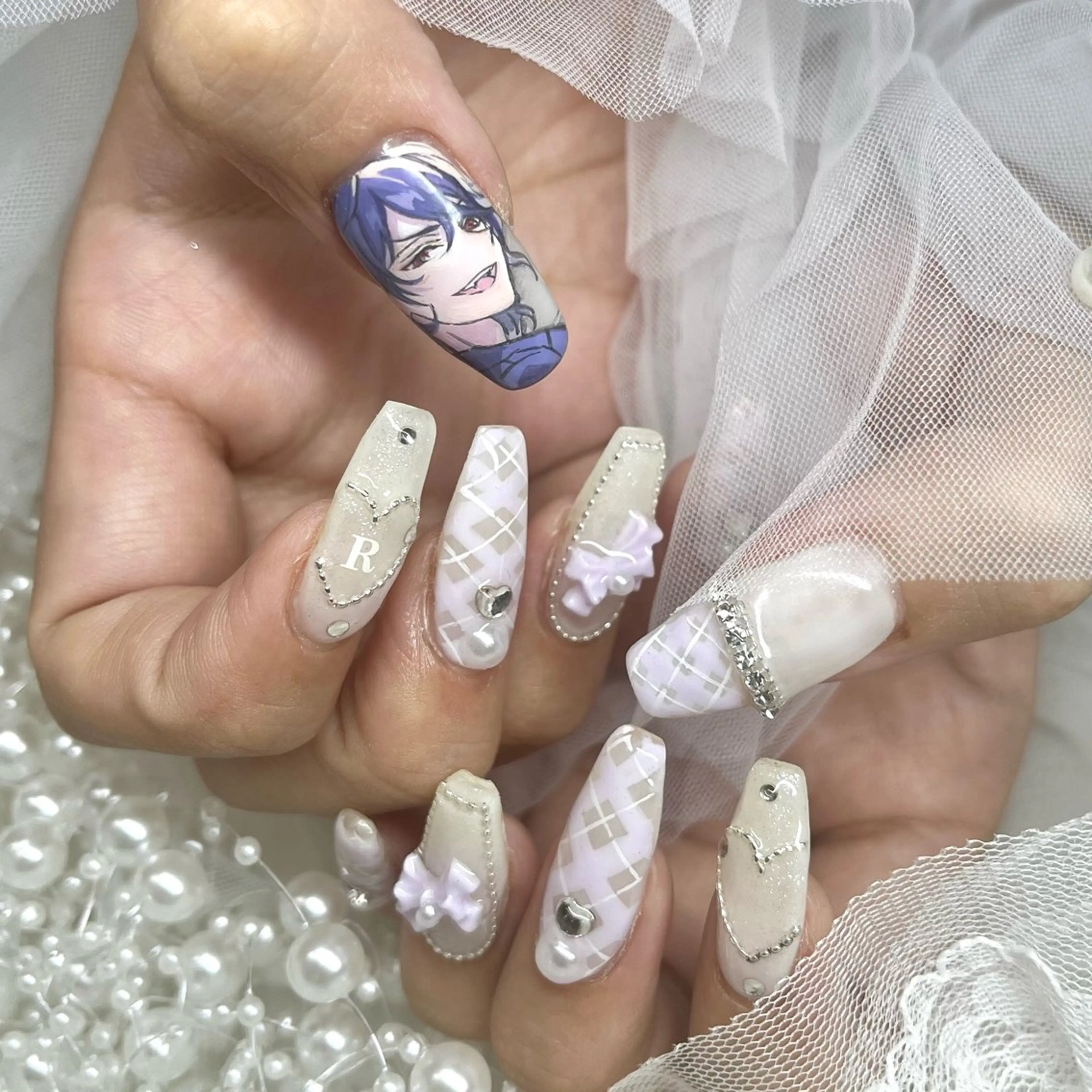 ネイル リボン ハンドネイル 池袋痛ネイル Nok. 渡辺のネイルデザイン