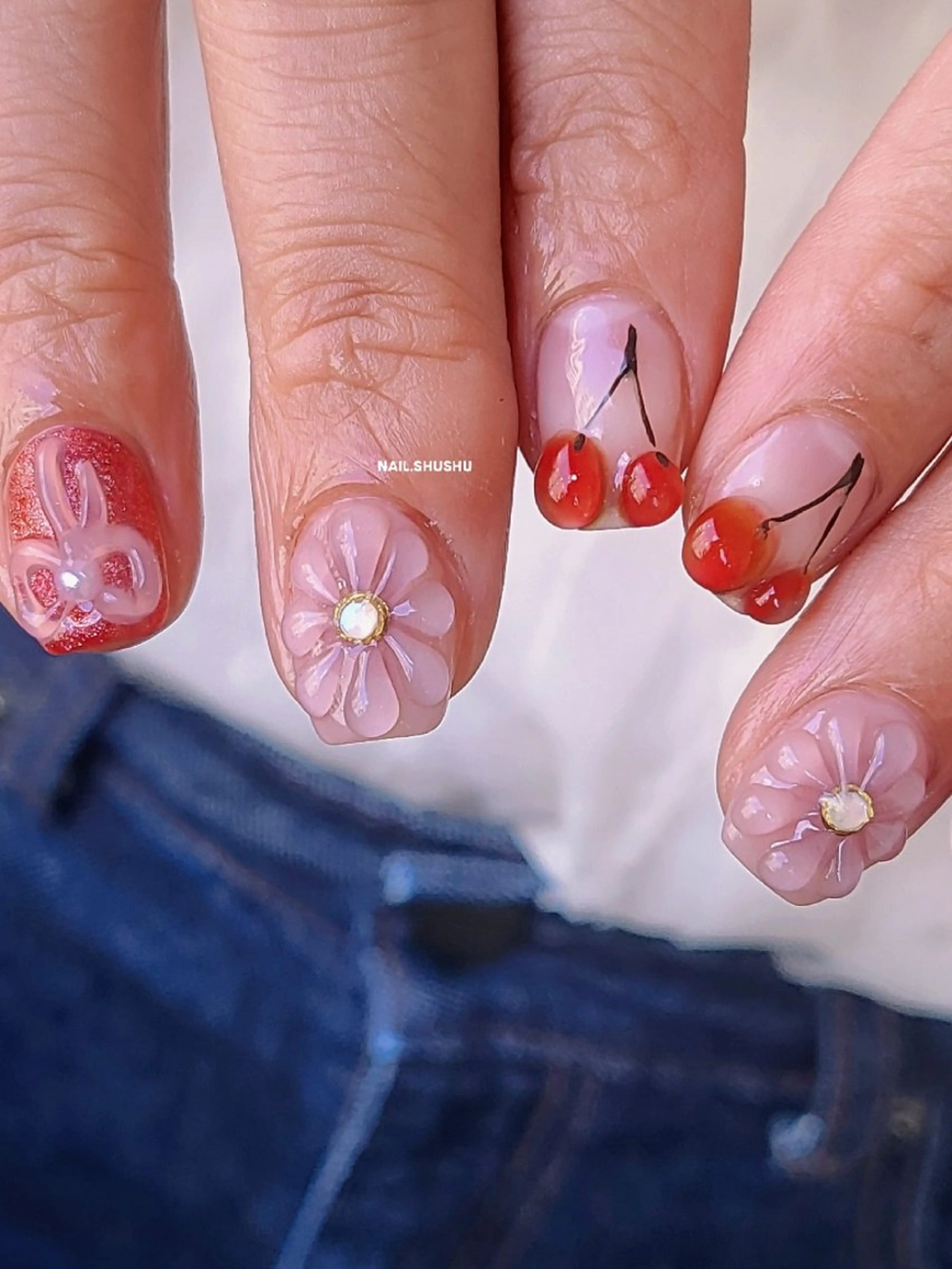 ネイル ハンドネイル 3dパーツ/流行り 👧shushu❤️のネイルデザイン