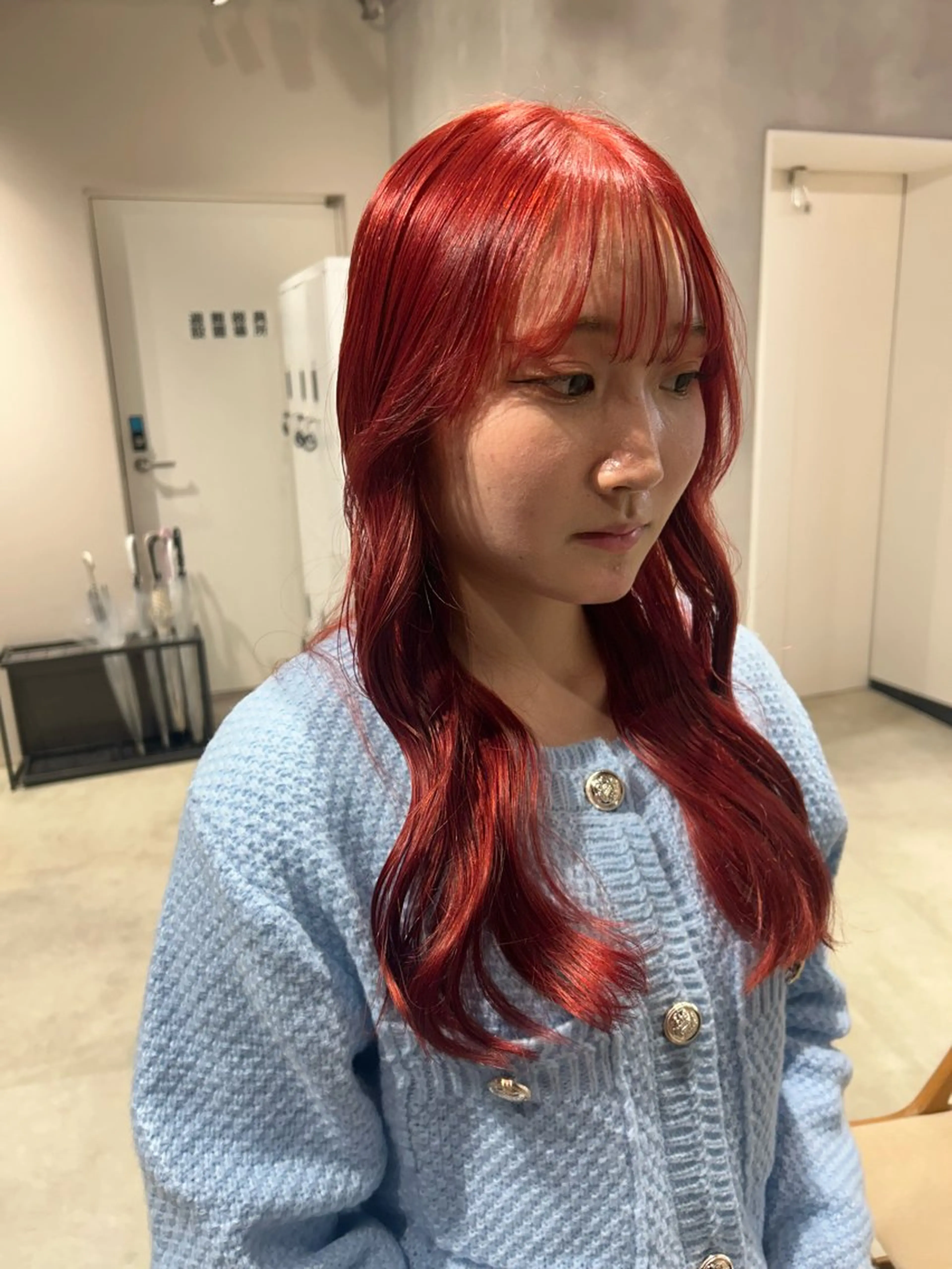 ロング ヘアカラー トリートメント ピンク/ベージュ /似合わせ/田島百華のヘアスタイル