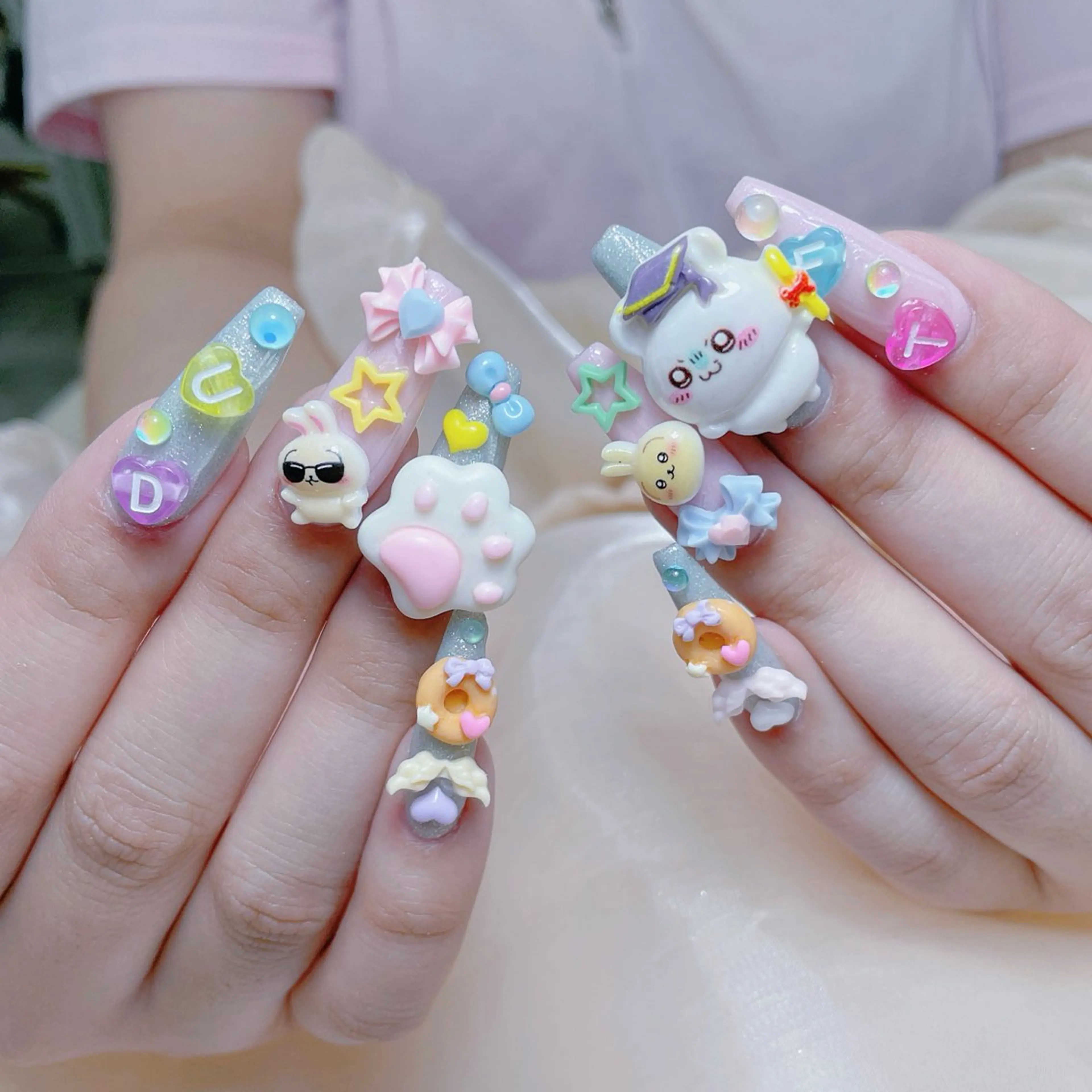 ネイル クリアネイル キラキラネイル ロングネイル マグネットネイル 夏ネイル princess👑 木戸　唯のネイルデザイン