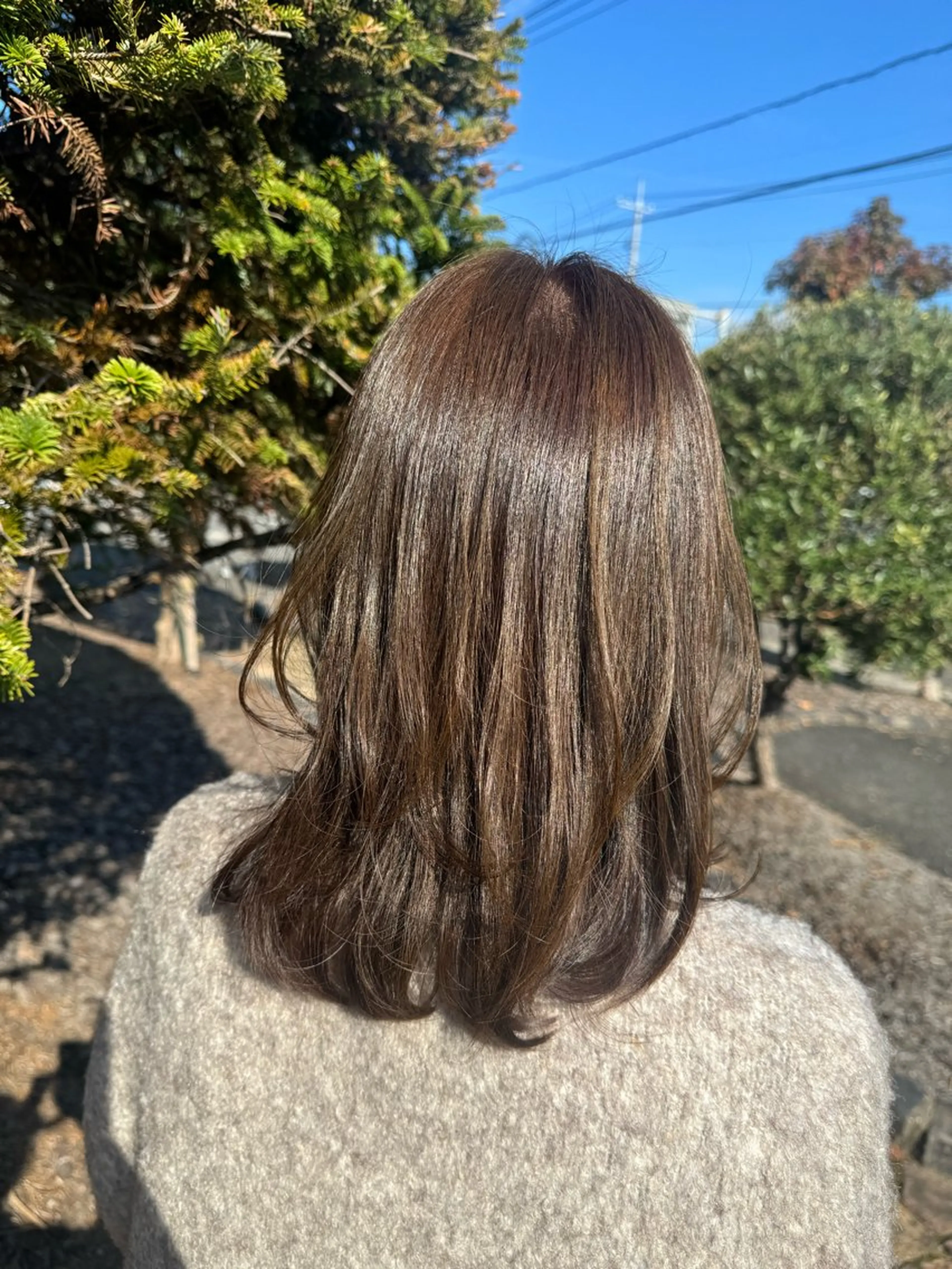 セミロング カラー ベージュカラー レイヤーカット 𝒇𝒍𝒂𝒕/ 𝐇𝐈𝐍𝐀のヘアスタイル