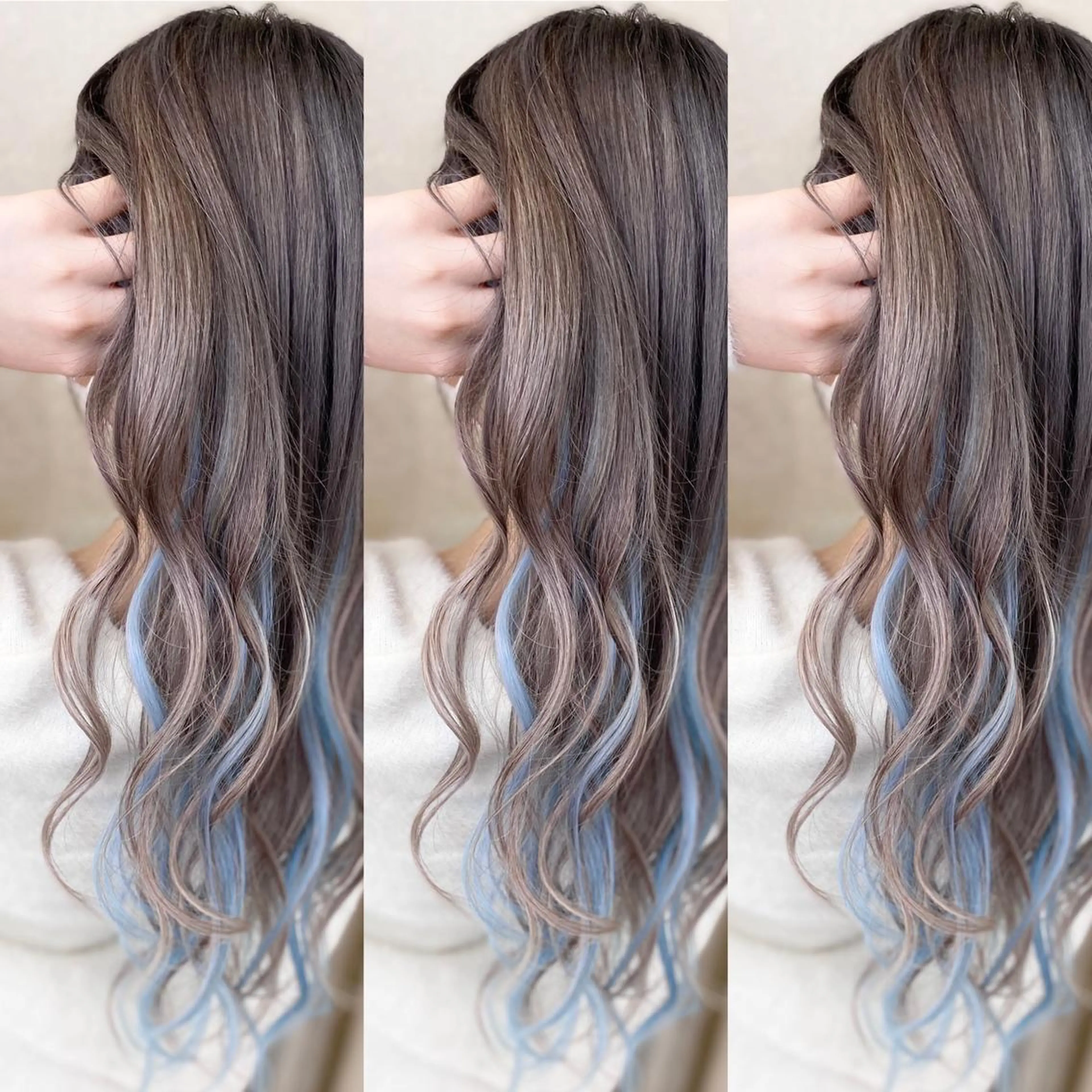 ロング カラー ヘアアレンジ アッシュ アッシュグレー アッシュグレージュ ブルーカラー グレージュ エクステ 最高峰の技術力☆ 樋口健人のヘアスタイル