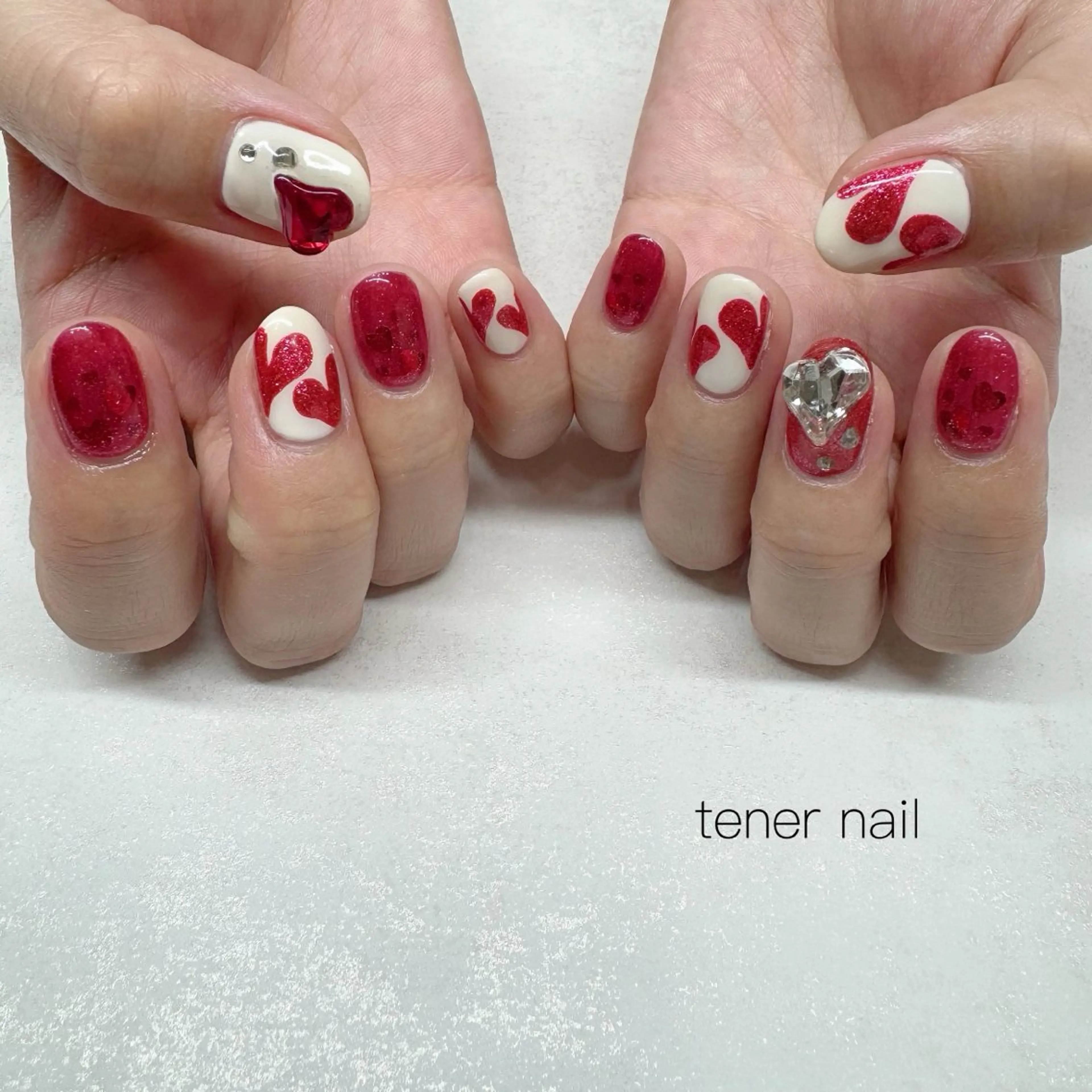 ネイル バレンタイン ハンドネイル テネルネイル tener nailのネイルデザイン