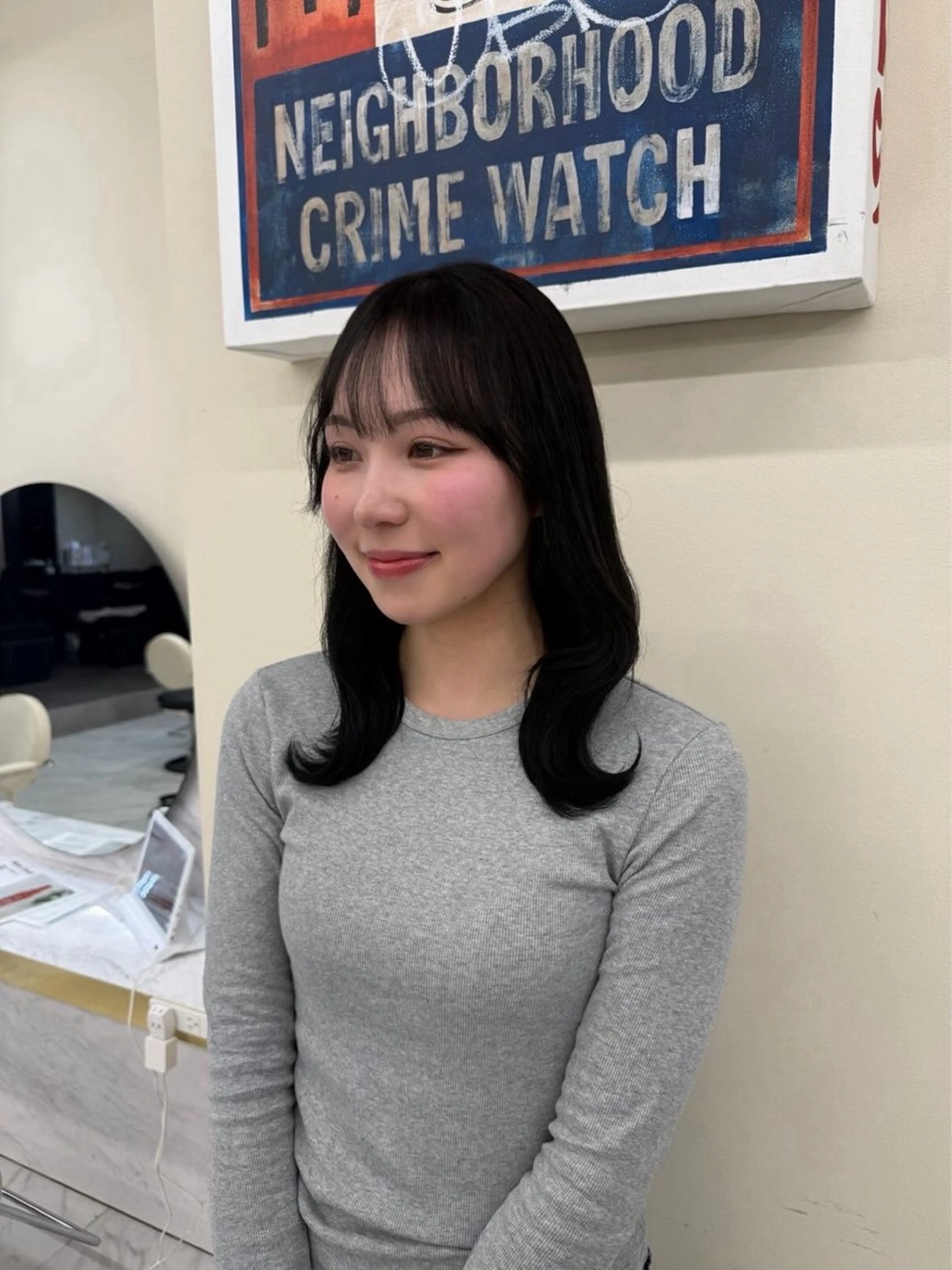 ミディアム カラー ダークグレー ダークグレージュ グレージュ ヘアカラー 韓国ヘア🇰🇷艶 カラー/sakuraのヘアスタイル