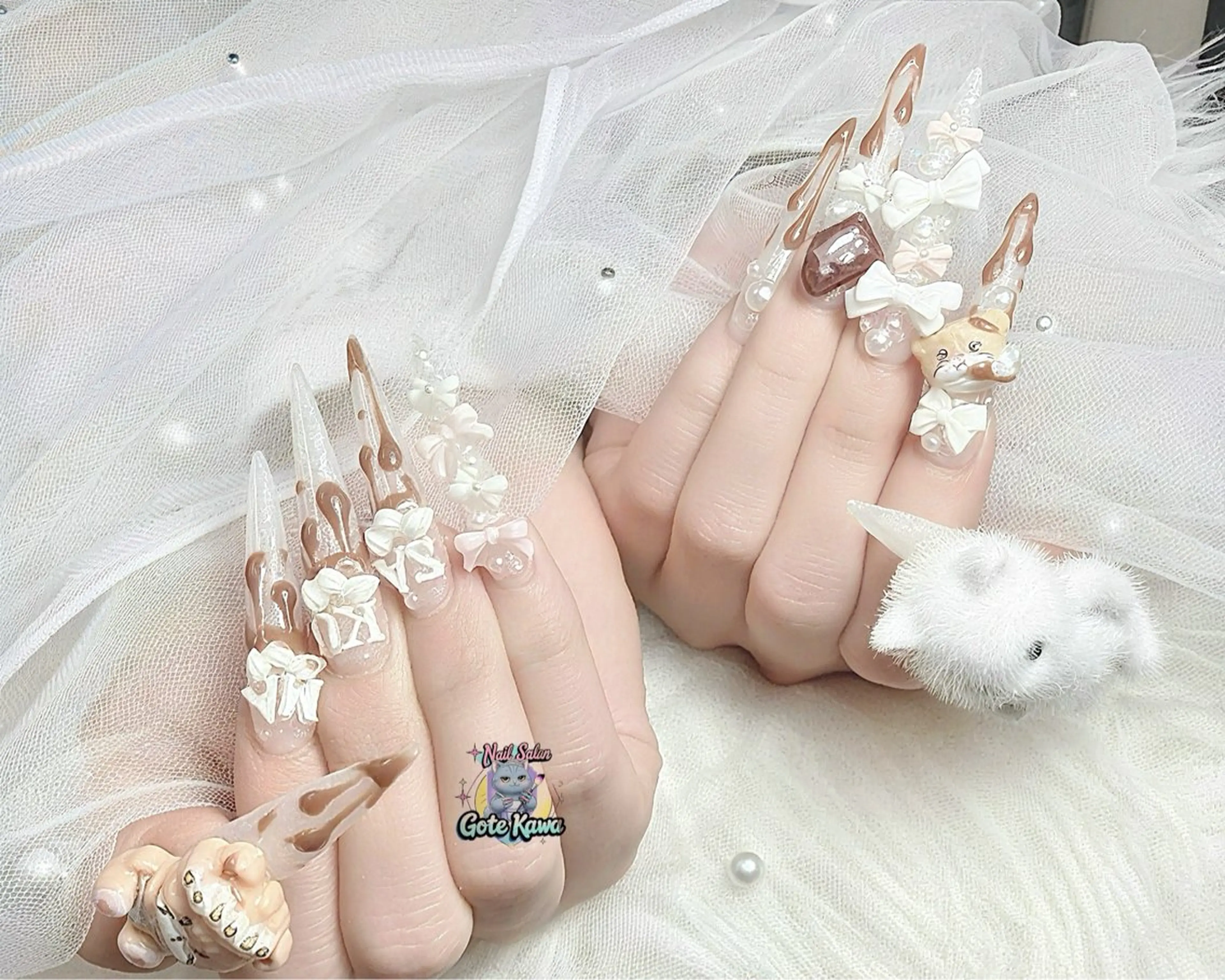 ネイル 持ち込み リボン バレンタイン Gote Kawa nail salonのネイルデザイン