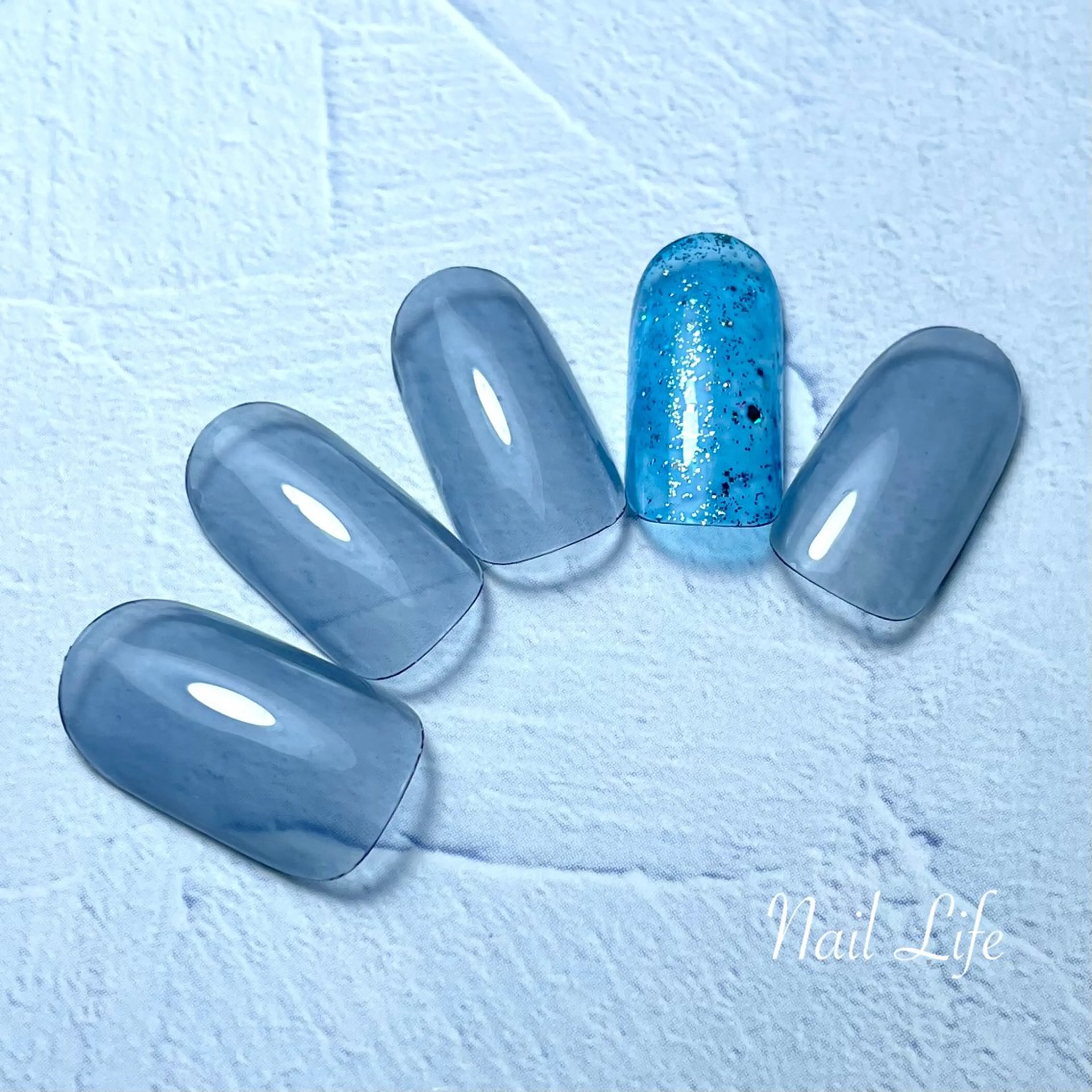 ネイル ブルー カジュアル 大嶋 めぐみのネイルデザイン