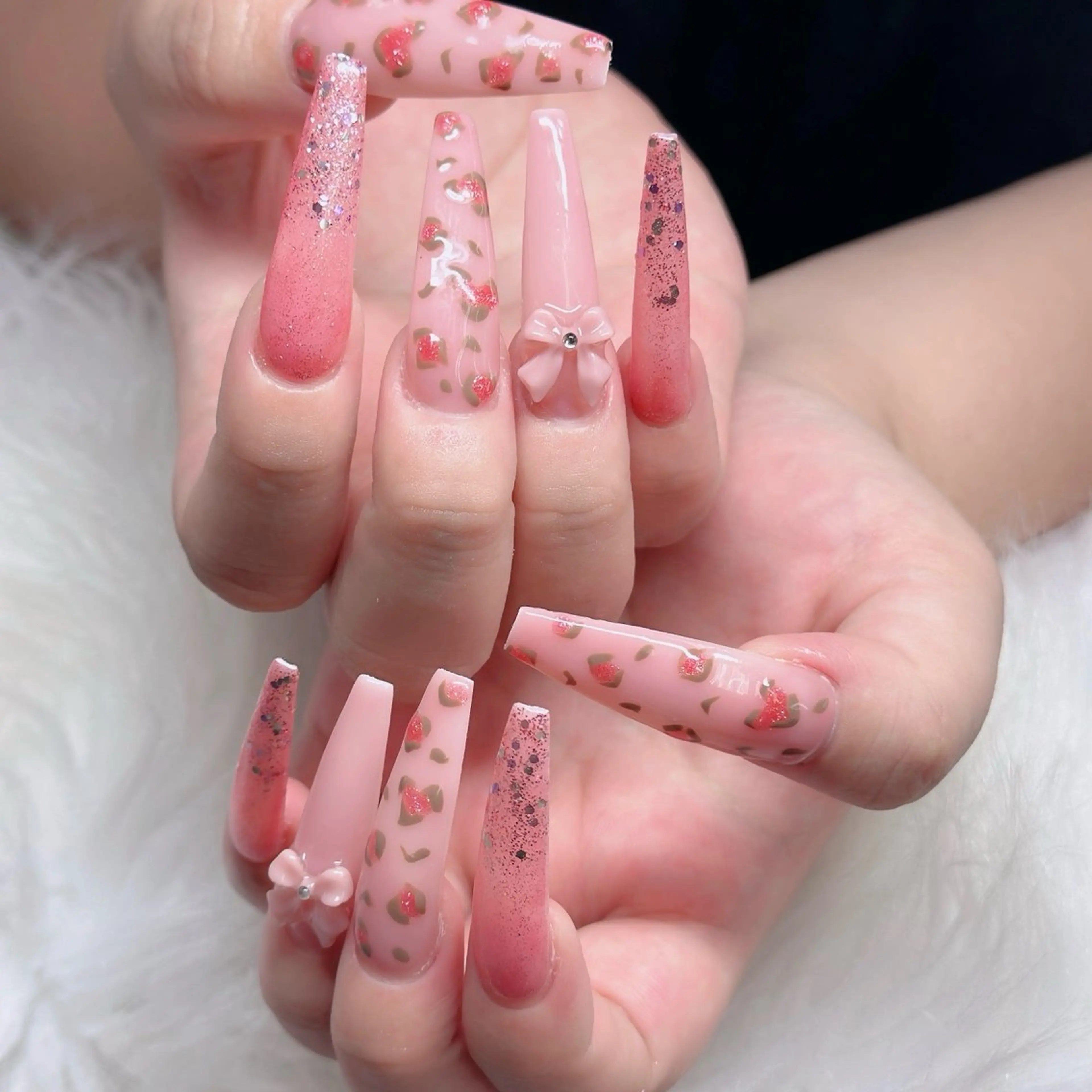 ネイル ロングネイル マグネットネイル リボン 夏ネイル スーパーロングネイル ハンドネイル Hani Nail XUKAのネイルデザイン