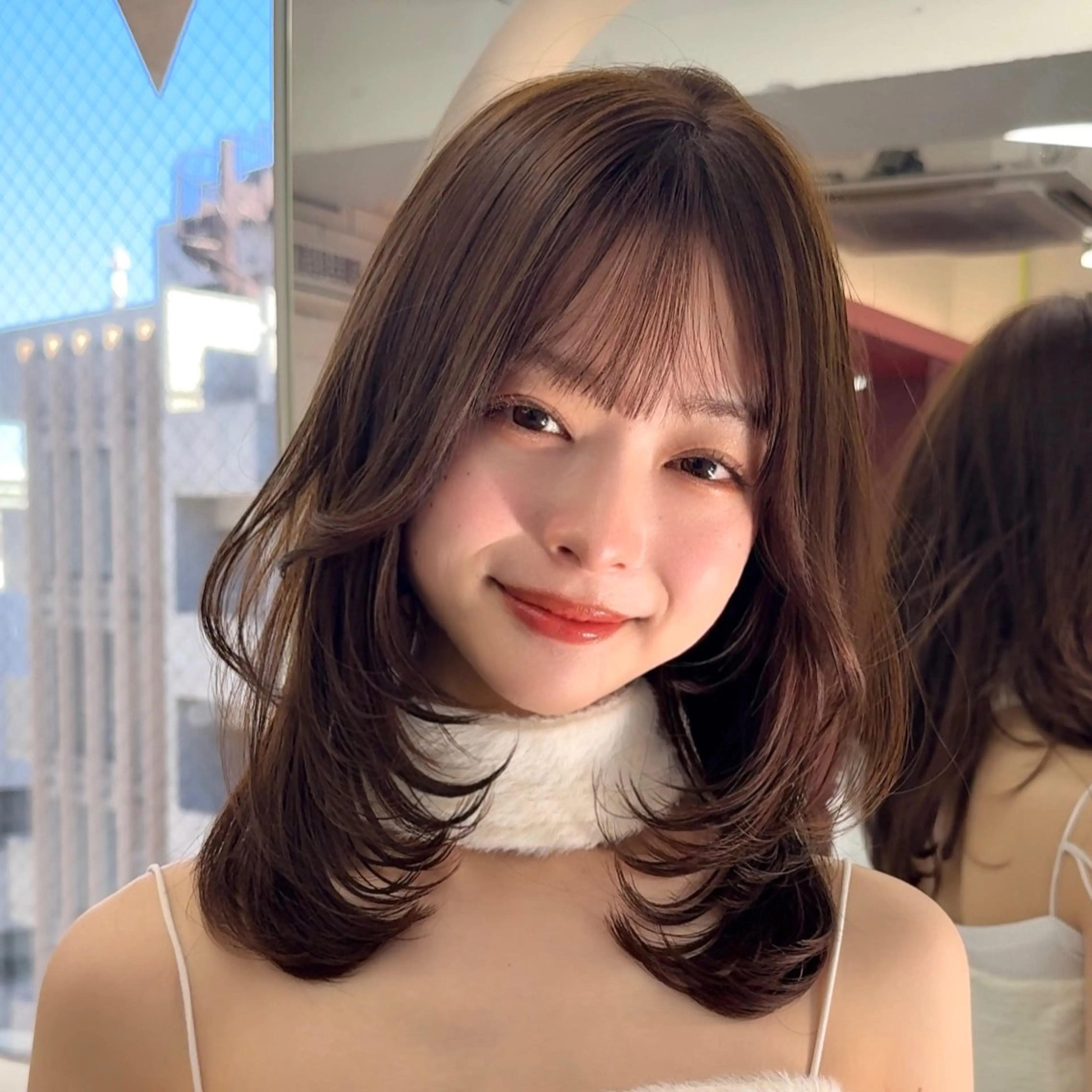 ロング カラー カット 縮毛矯正 トリートメント 山崎/ボブ縮毛矯正 レイヤー髪質改善のヘアスタイル