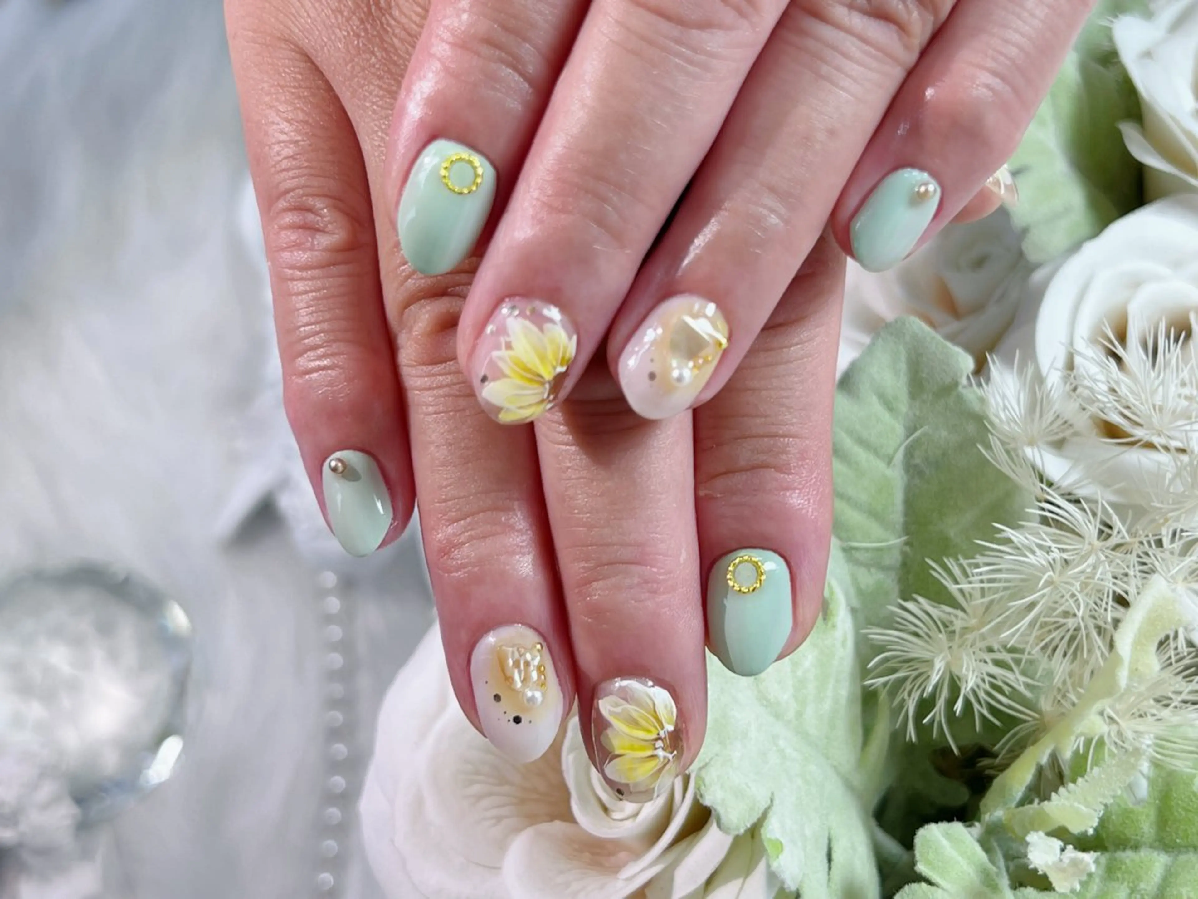 ネイル フラワーネイル 持ち込み ワンカラーネイル スカルプネイル ハンドネイル Painty nailのネイルデザイン