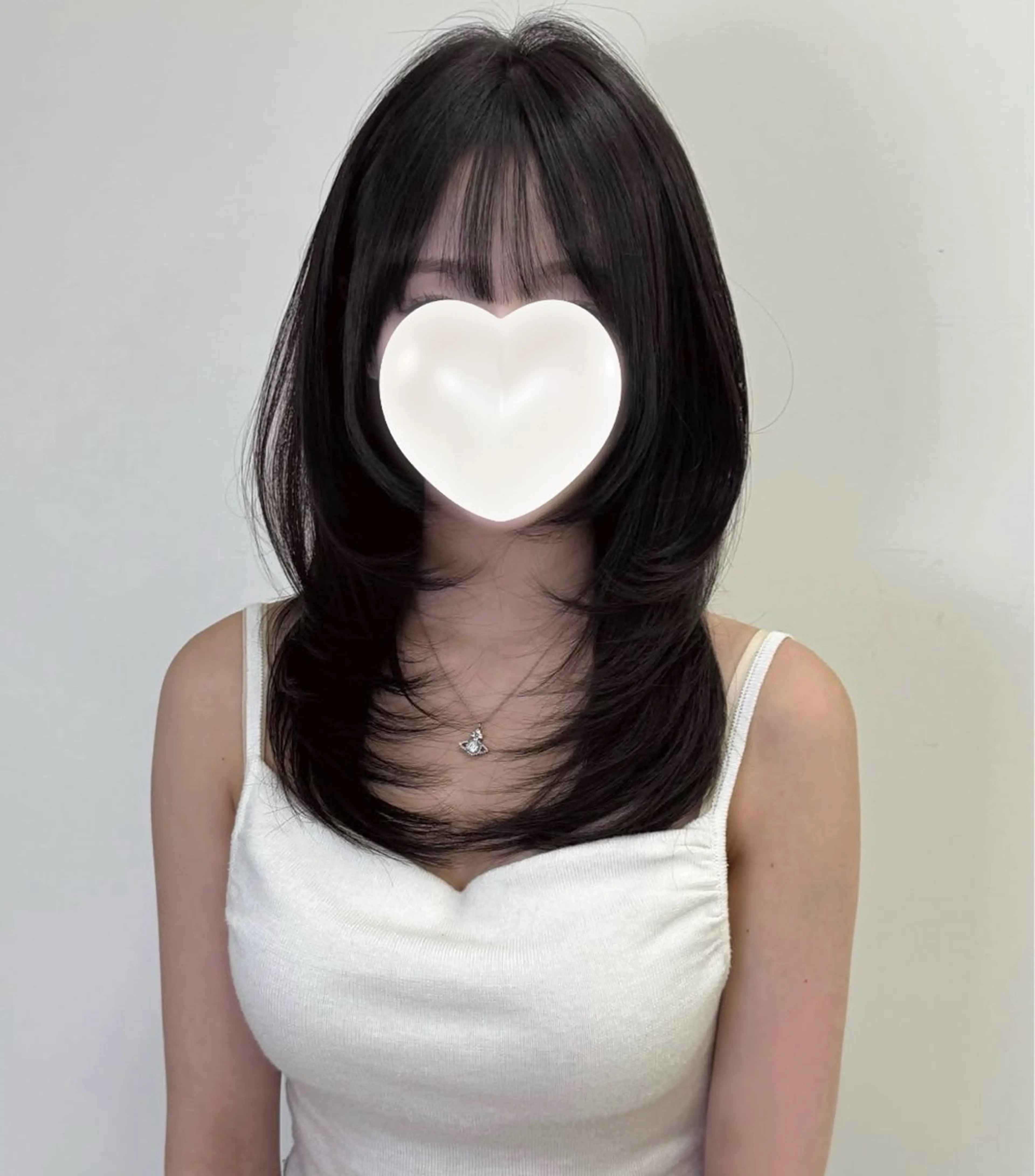 セミロング 顔まわりレイヤー ハッシュカット ハイレイヤー 韓国風ヘア レイヤーカット カット 銀座/韓国レイヤー/ 艶カラー🍓原田侑依のヘアスタイル