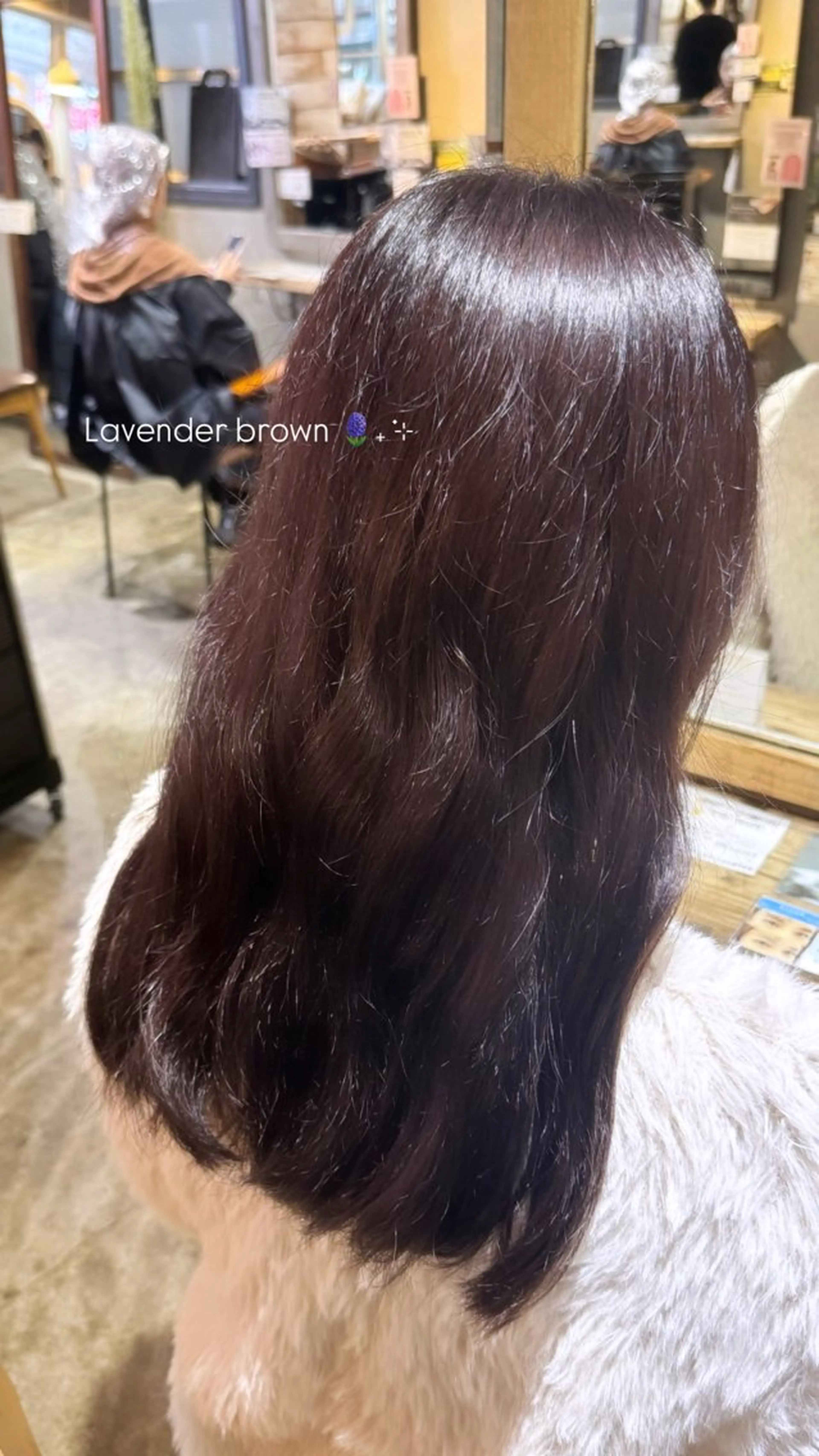 ロング カラー ブラウンカラー ラベンダーカラー おくにし はなのヘアスタイル