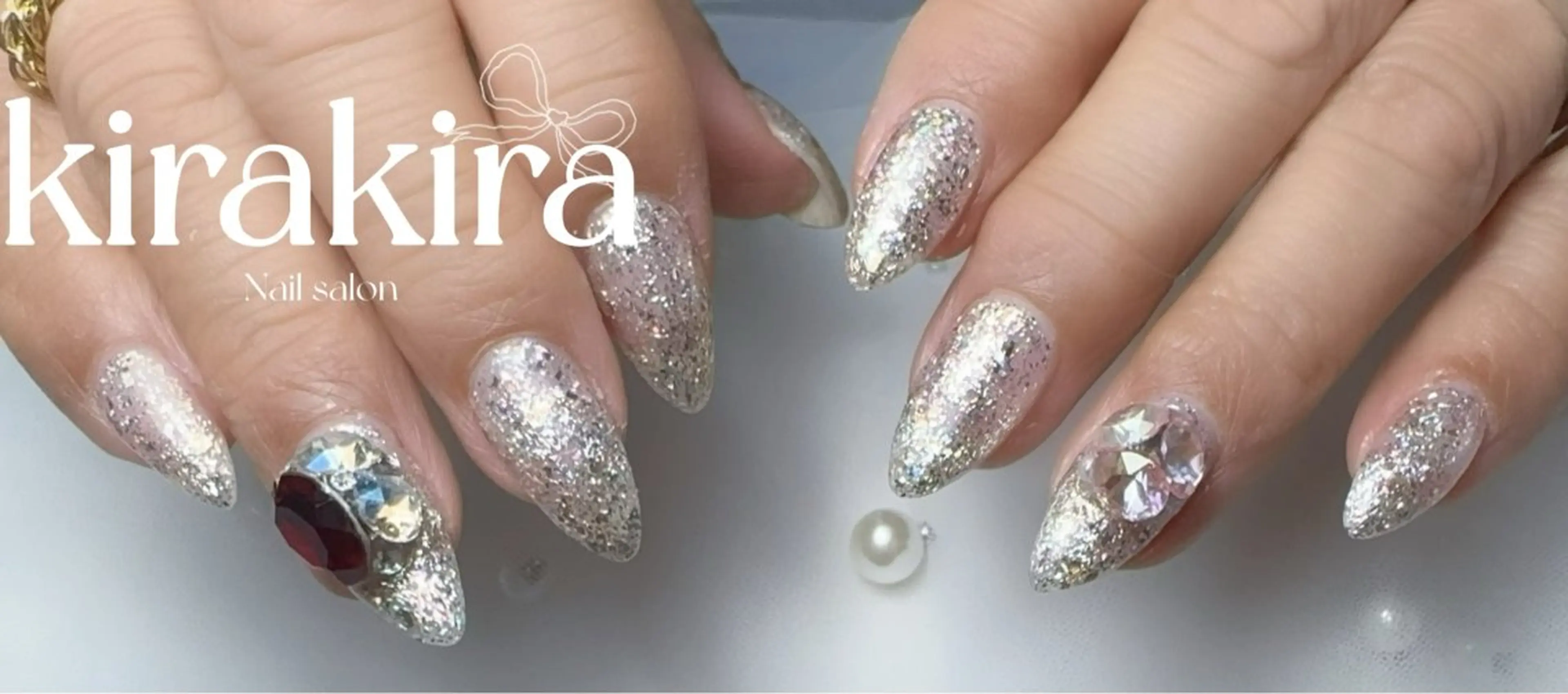 ネイル フットネイル キラキラネイル ラメ(グリッター) シンプルネイル ストーンネイル Kirakira Nail salonのネイルデザイン