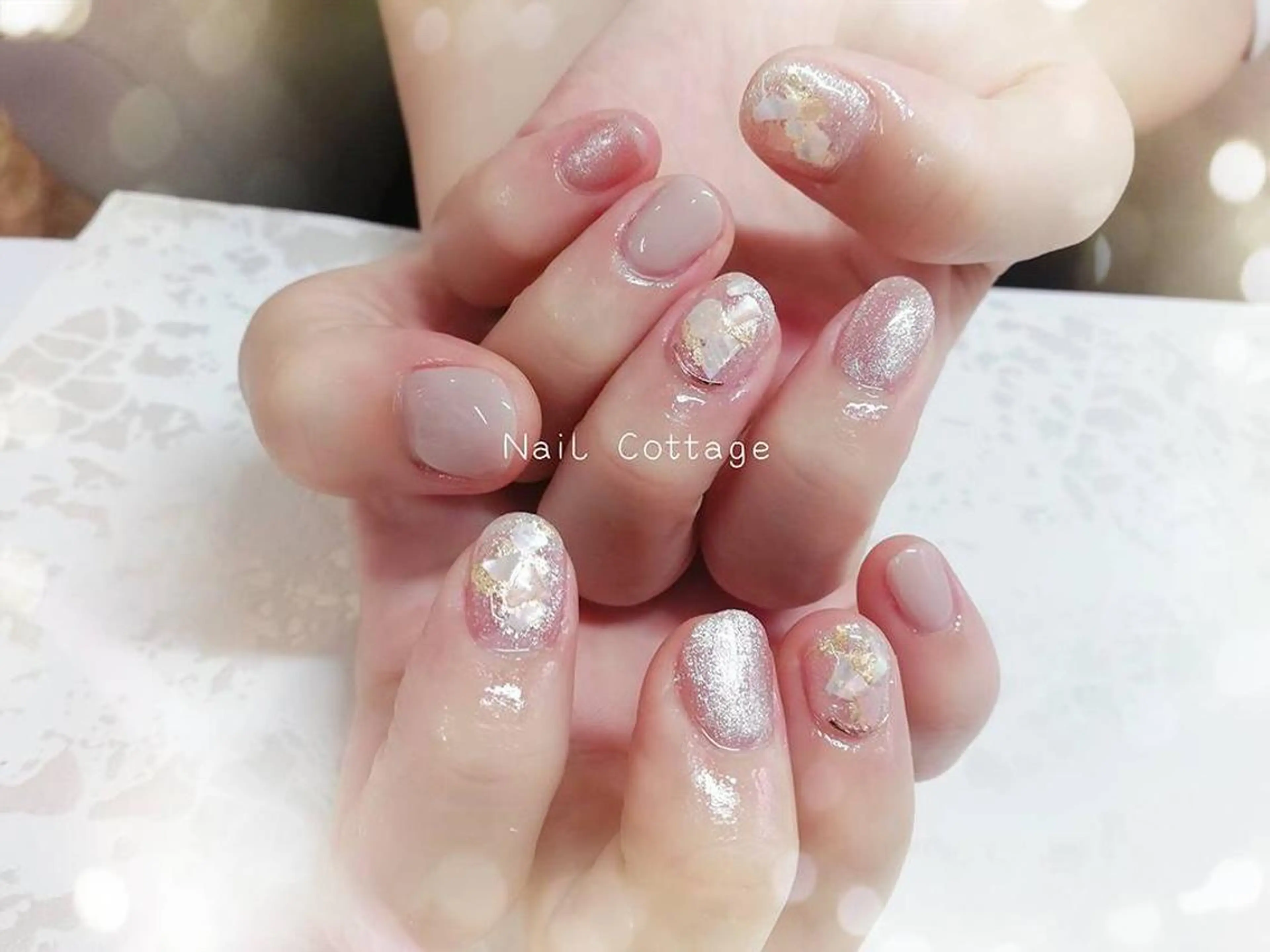 ネイル アートネイル ハート キラキラネイル 韓国ネイル Nail cottageのネイルデザイン