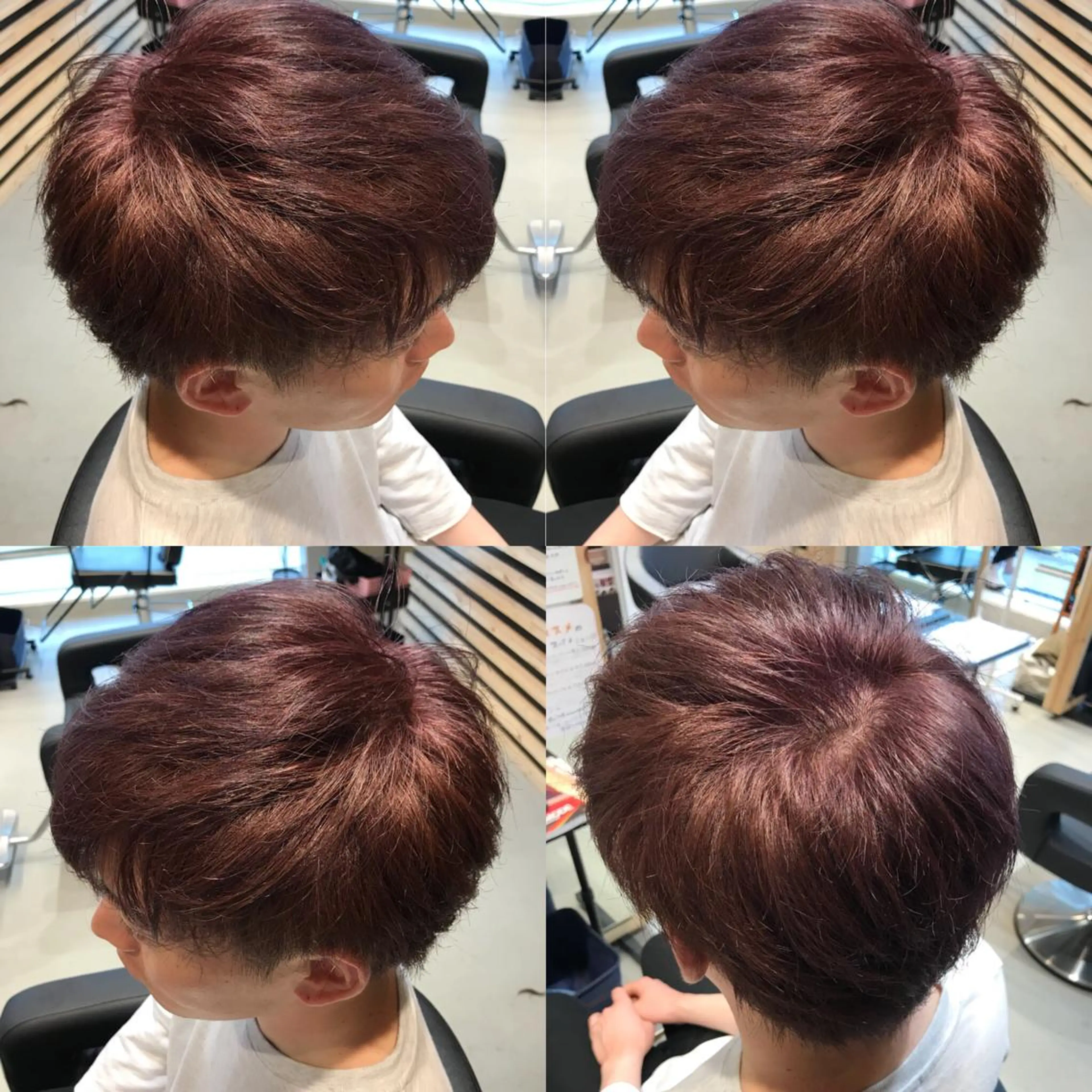 ショート カラー メンズ メンズブリーチ メンズ就活ヘア ブリーチ パープルカラー ヘアカラー 大久保 隆蔵のヘアスタイル