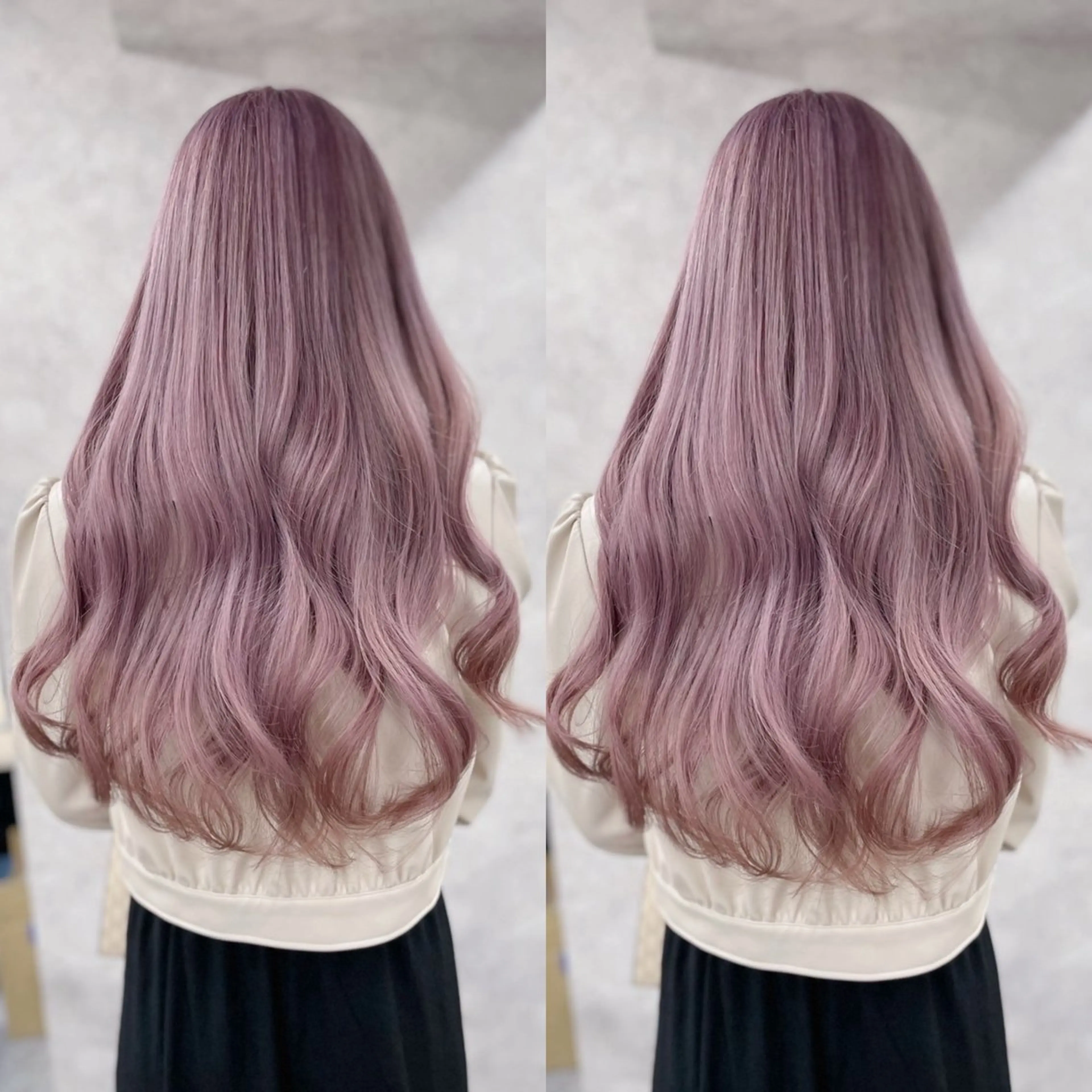 ロング カラー カシス ラベンダーカラー ヘアカラー トリートメント ヘアセット ブリーチ無しダブル カラー🦕まどかのヘアスタイル