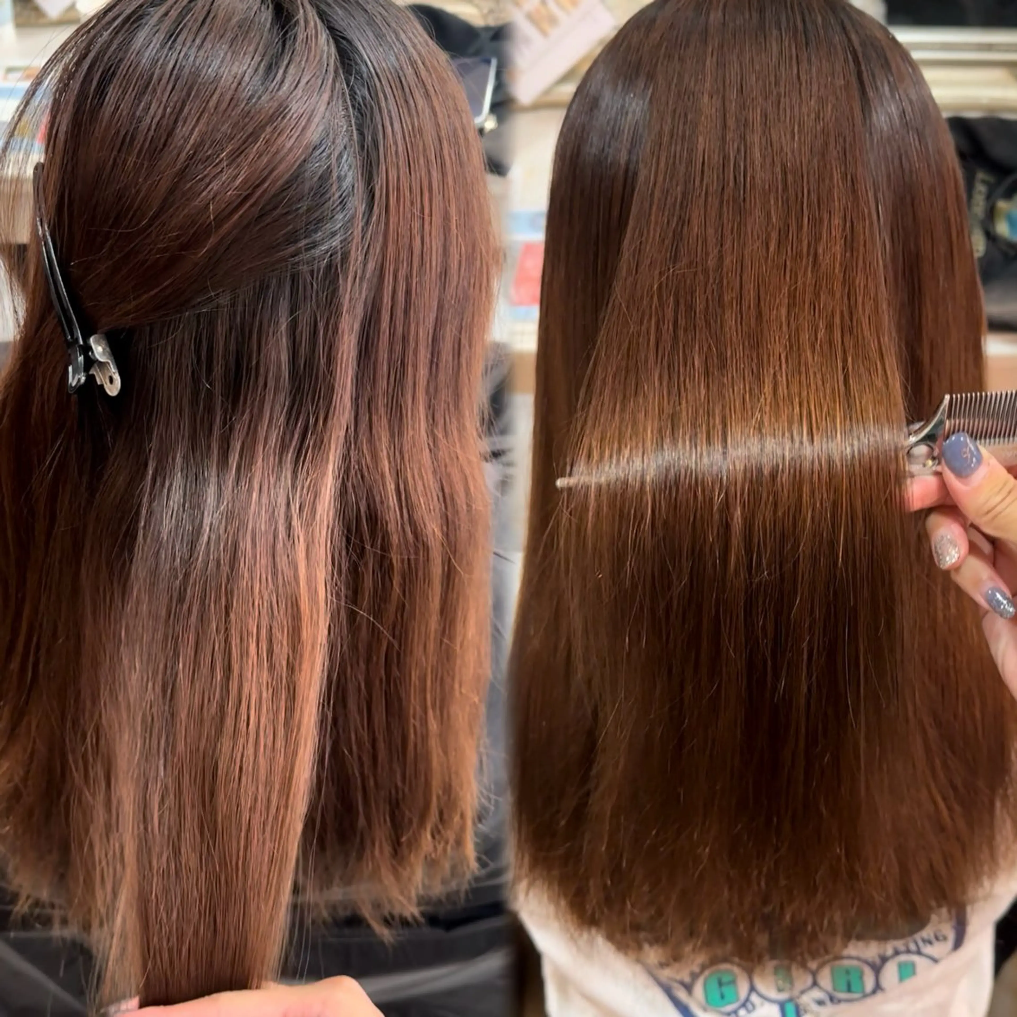 ロング カット 縮毛矯正 トリートメント レイヤー/顔周り /ボブ/銀座/サラのヘアスタイル