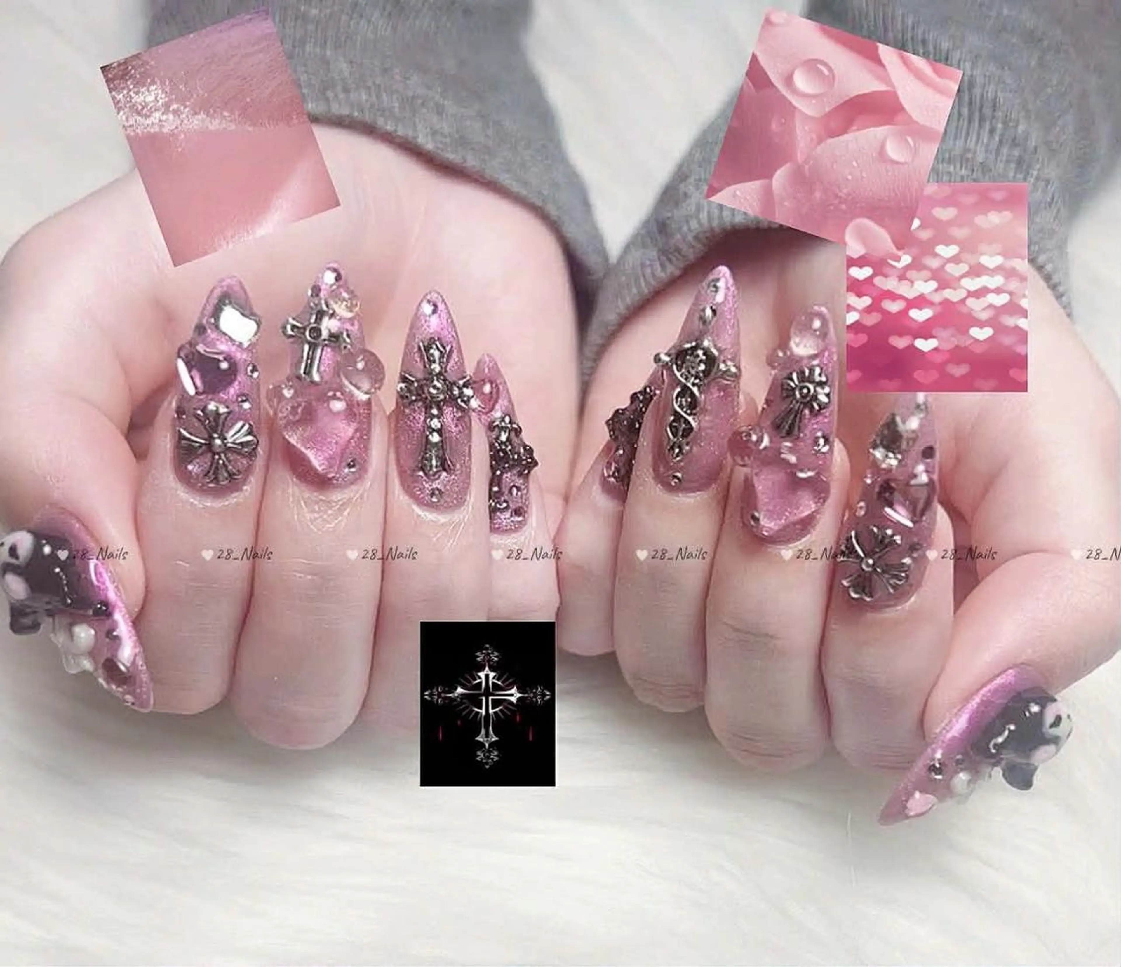 ロング ハンドネイル 28ネイルㅤㅤㅤㅤ ことはのネイルデザイン