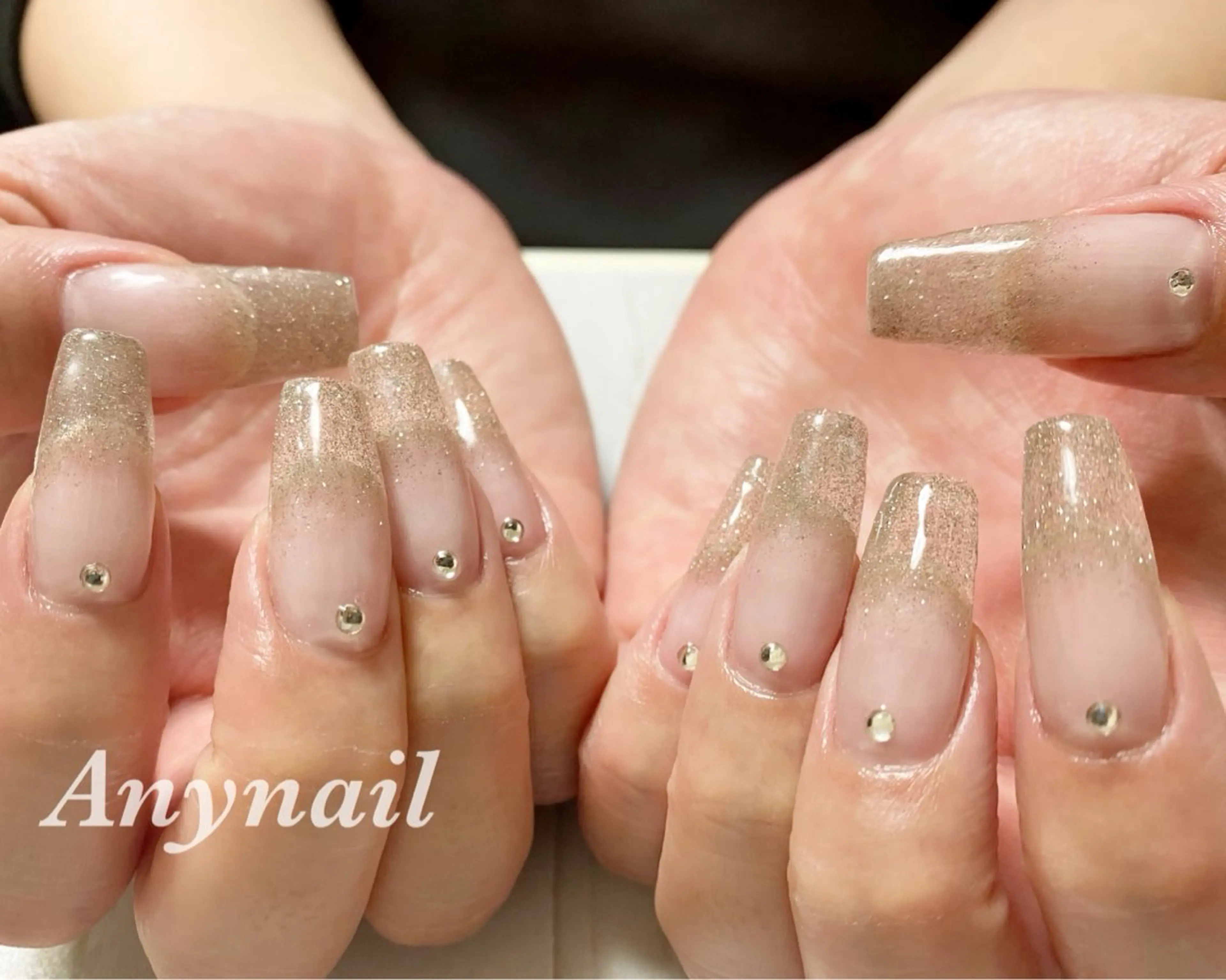 ネイル ブルー クリアネイル グラデーション ラメ(グリッター) ラメグラデーション 岩澤 恵子のネイルデザイン