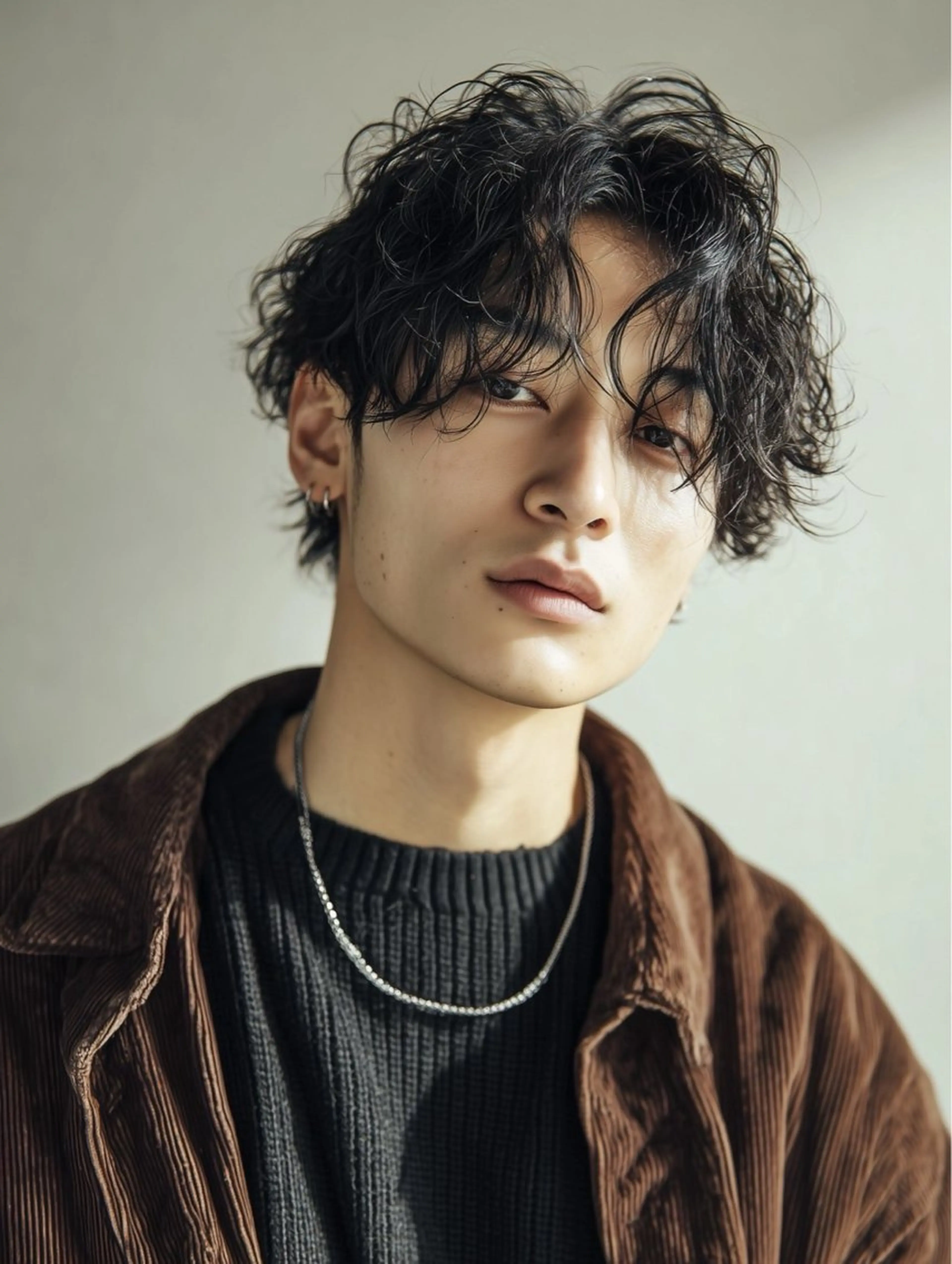 ミディアム パーマ メンズ ミディアムパーマ メンズパーマ 波巻きパーマ スパイラルパーマ 青野 有雅のヘアスタイル