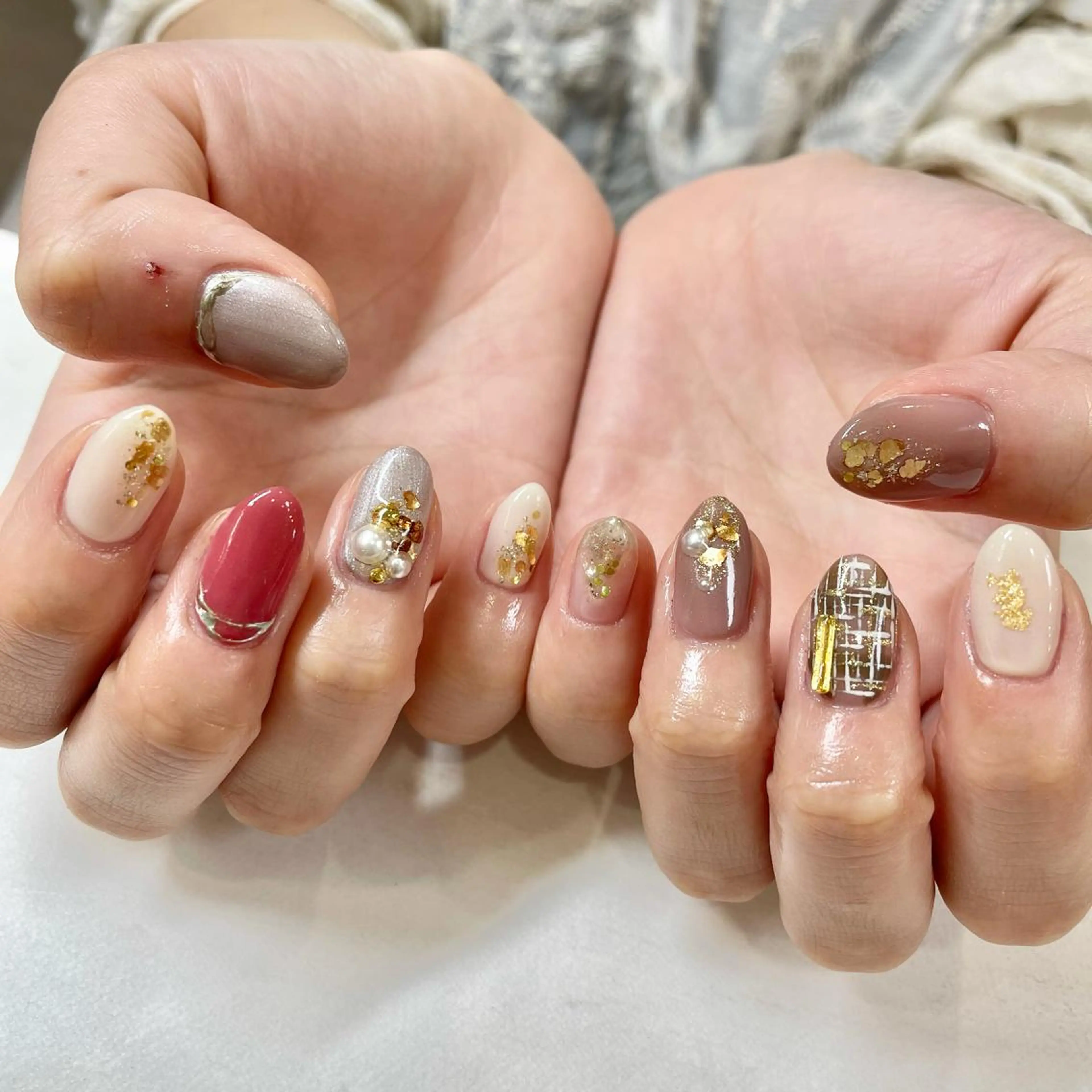 ネイル ツイードネイル 🎀AYAKO 🎀中韓ネイルのネイルデザイン