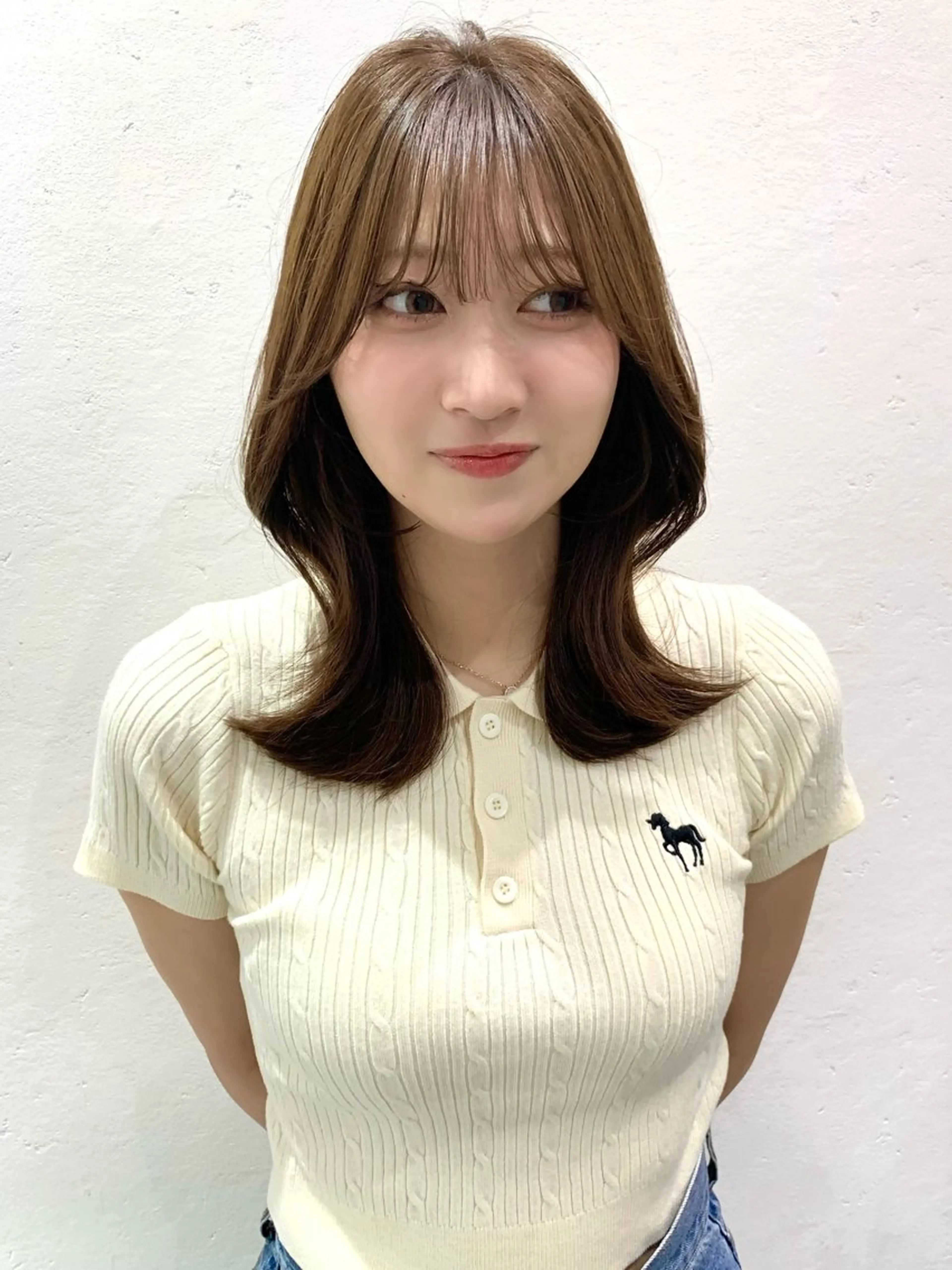 ミディアム カラー カット ヘアカラー ✨コテ巻き風パーマ ✨川合佑哉のヘアスタイル