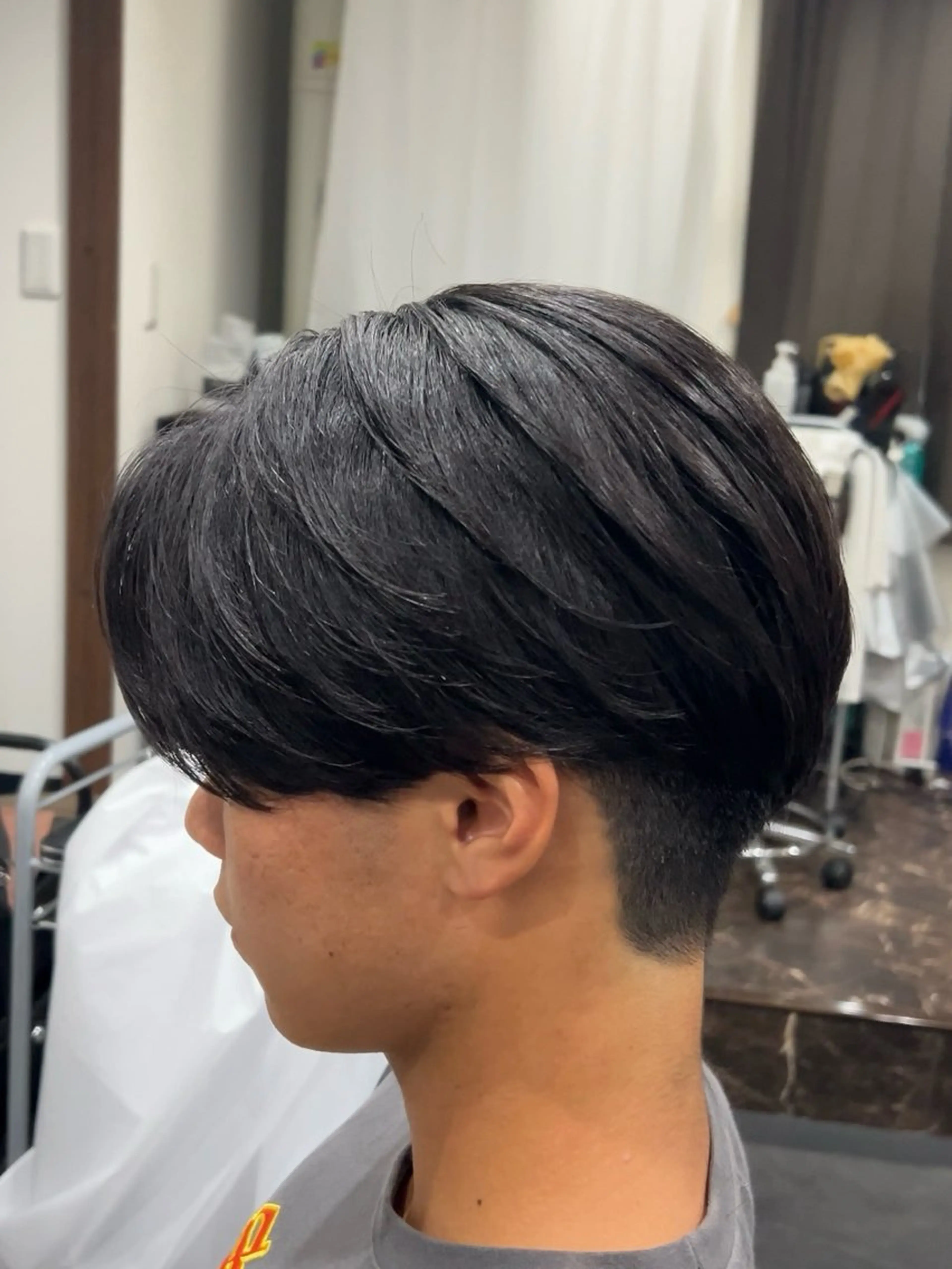 ミディアム メンズ センターパート 縮毛矯正 福井 太暉のヘアスタイル