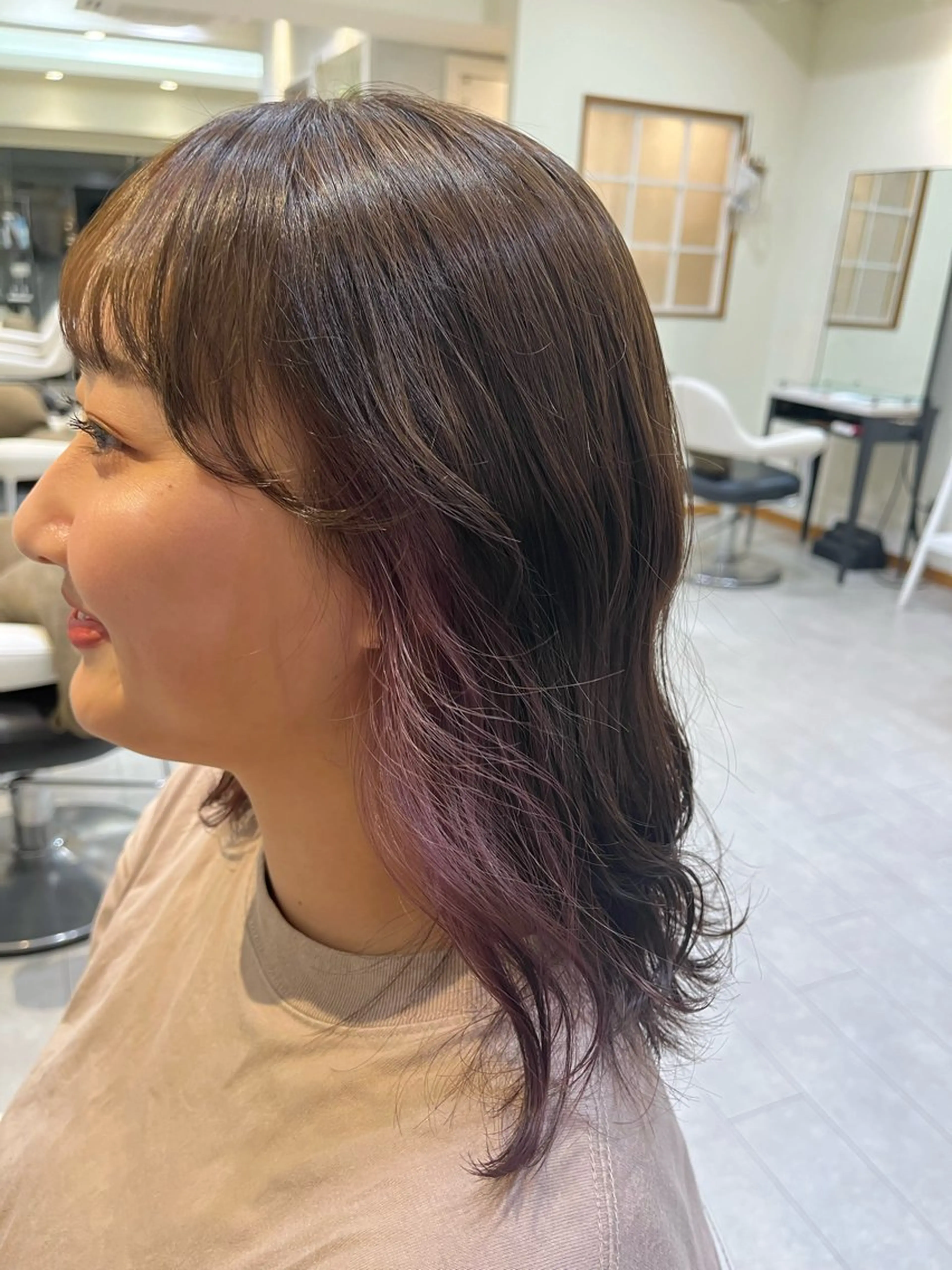 ミディアム カラー カット ヘアカラー anon Loemのヘアスタイル