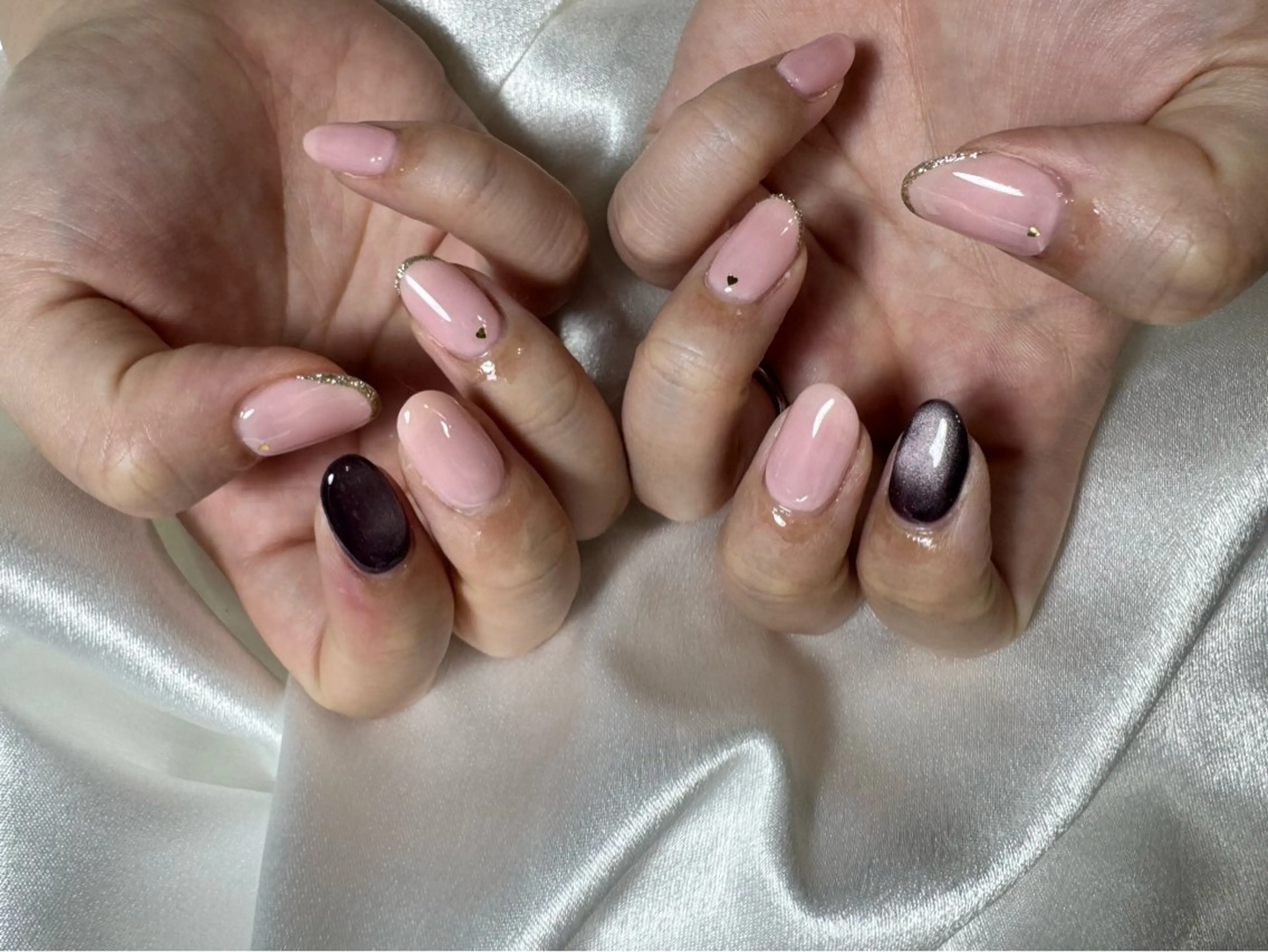 ネイル オーロラネイル 桜ネイル フラワーネイル フットネイル フレンチネイル ハンドネイル kikinail 溝の口のネイルデザイン