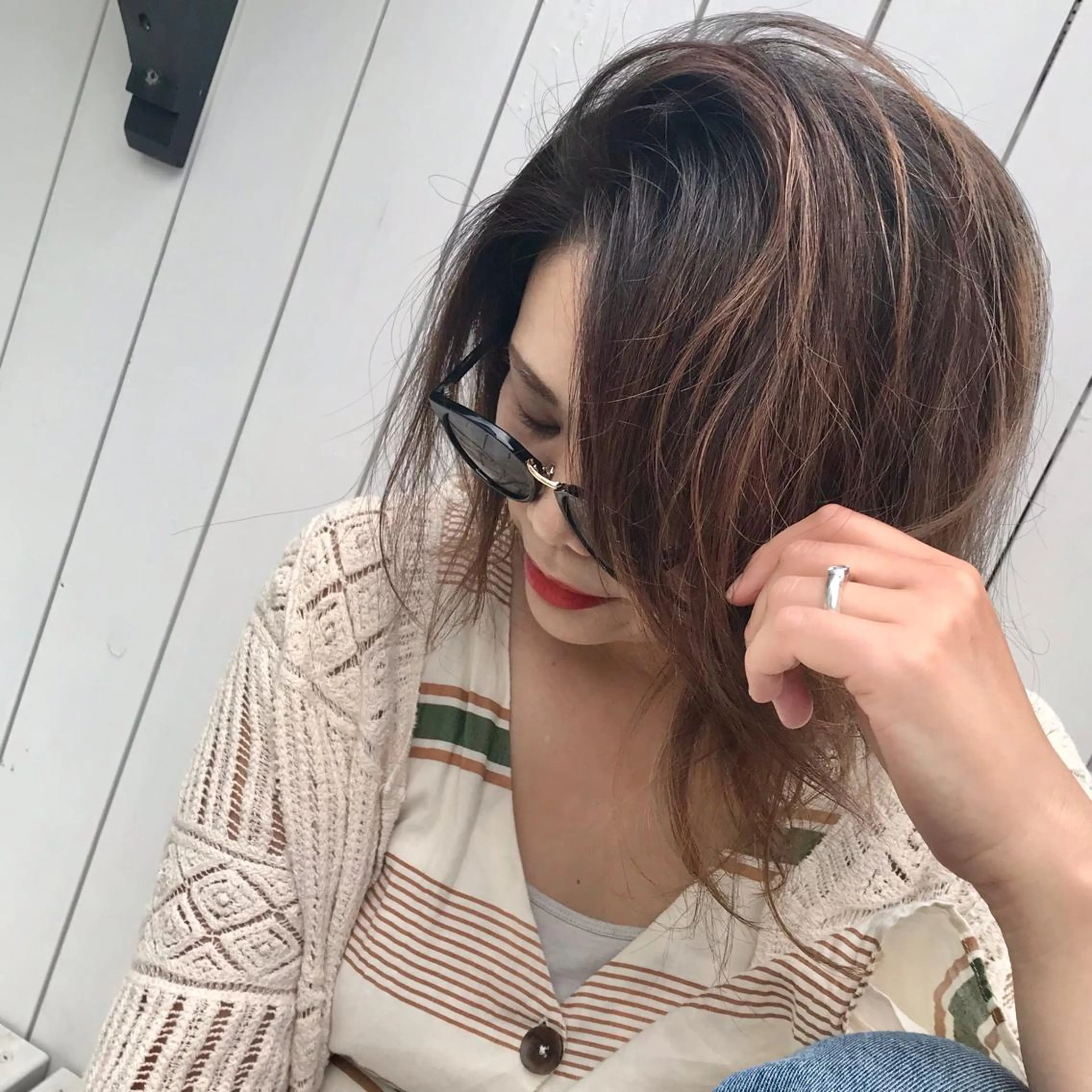 ミディアム カラー ハイライトカラー ハイライト カット ヘアカラー ママ美容師 ＊ヒマワリのヘアスタイル