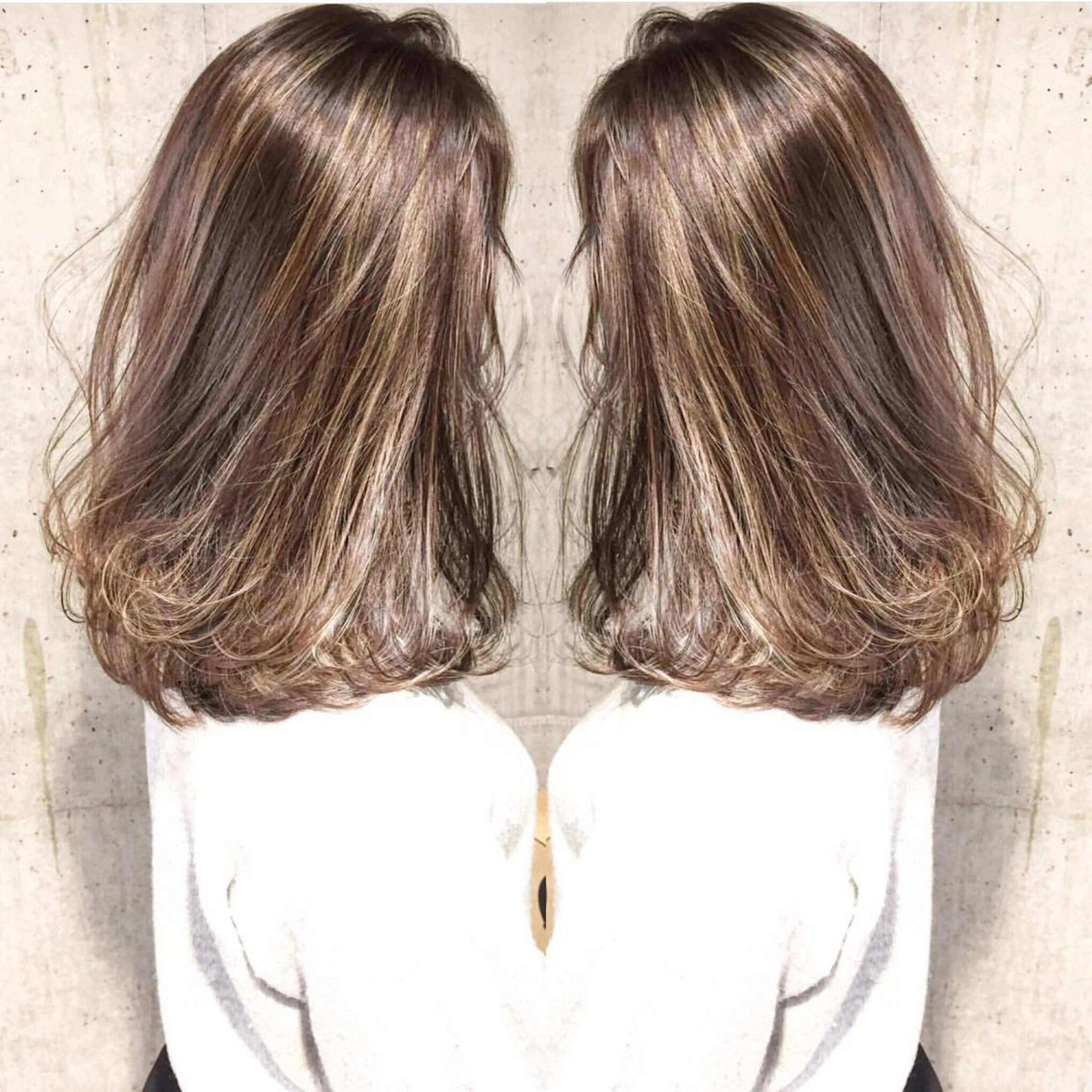 セミロング カラー パーマ ヘアアレンジ メンズ キッズ ネイル マツエク・マツパ メンズハイライト グレージュ ハイライトカラー ハイライト カット ヘアカラー トリートメント ヘッドスパ 韓国風×透明感カラー 髪質改善オタベシンヤのヘアスタイル