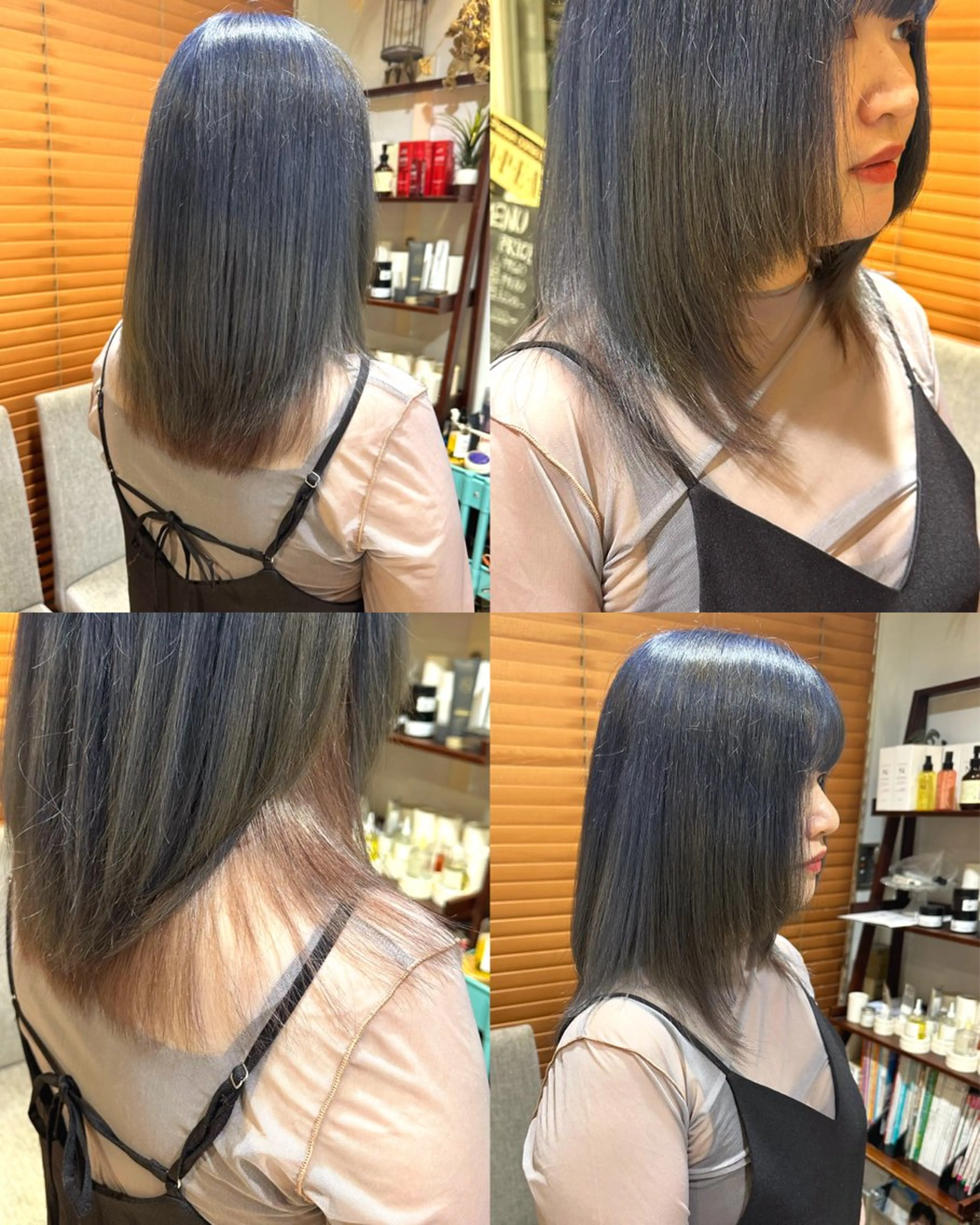 カラー ブルーカラー ブルーグレー ダブルカラー 宇都 唯のヘアスタイル