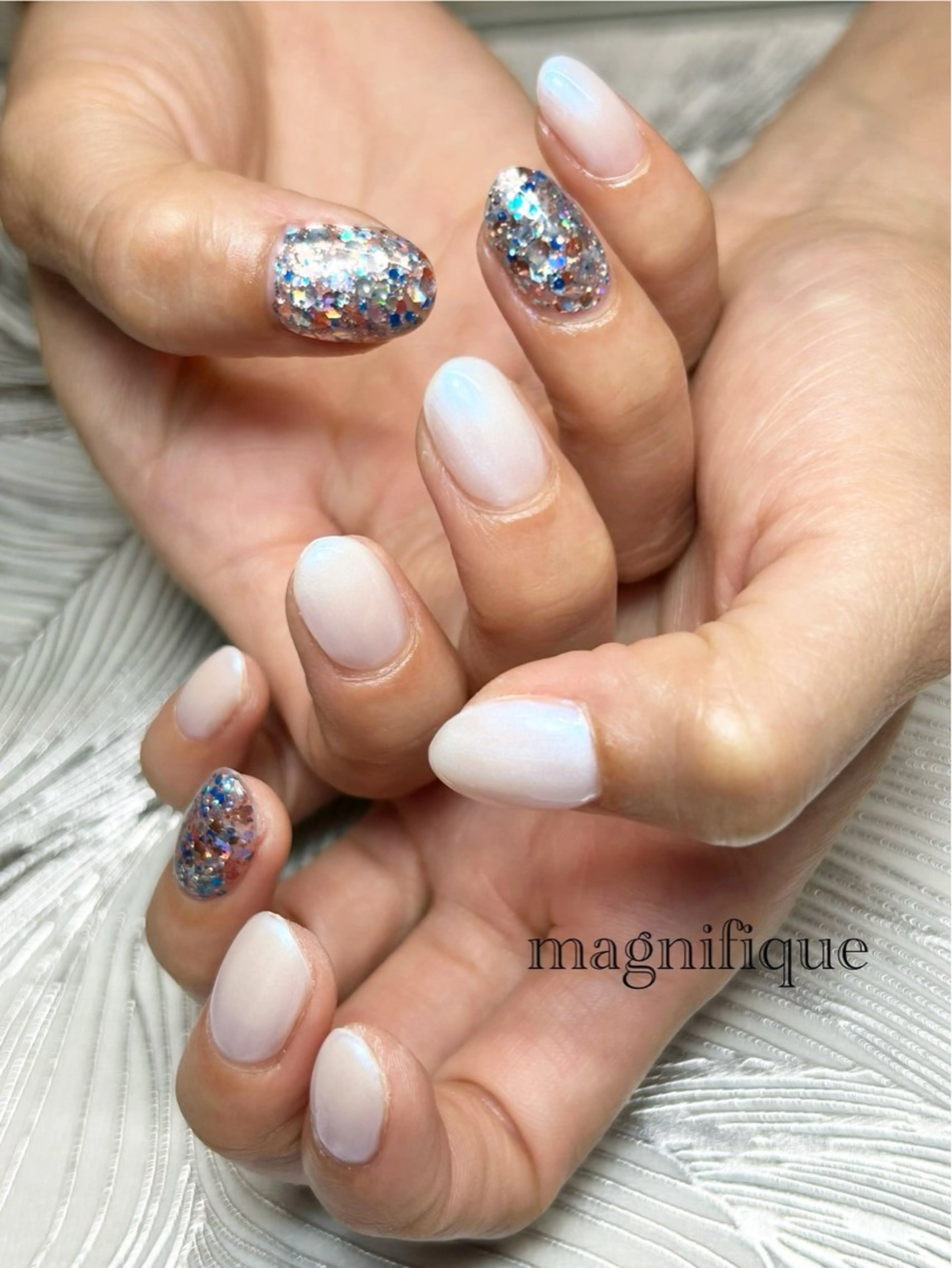 ネイル アートネイル オーロラネイル ロングネイル ショートネイル 夏ネイル ハンドネイル プライベートサロン マニフィークのネイルデザイン
