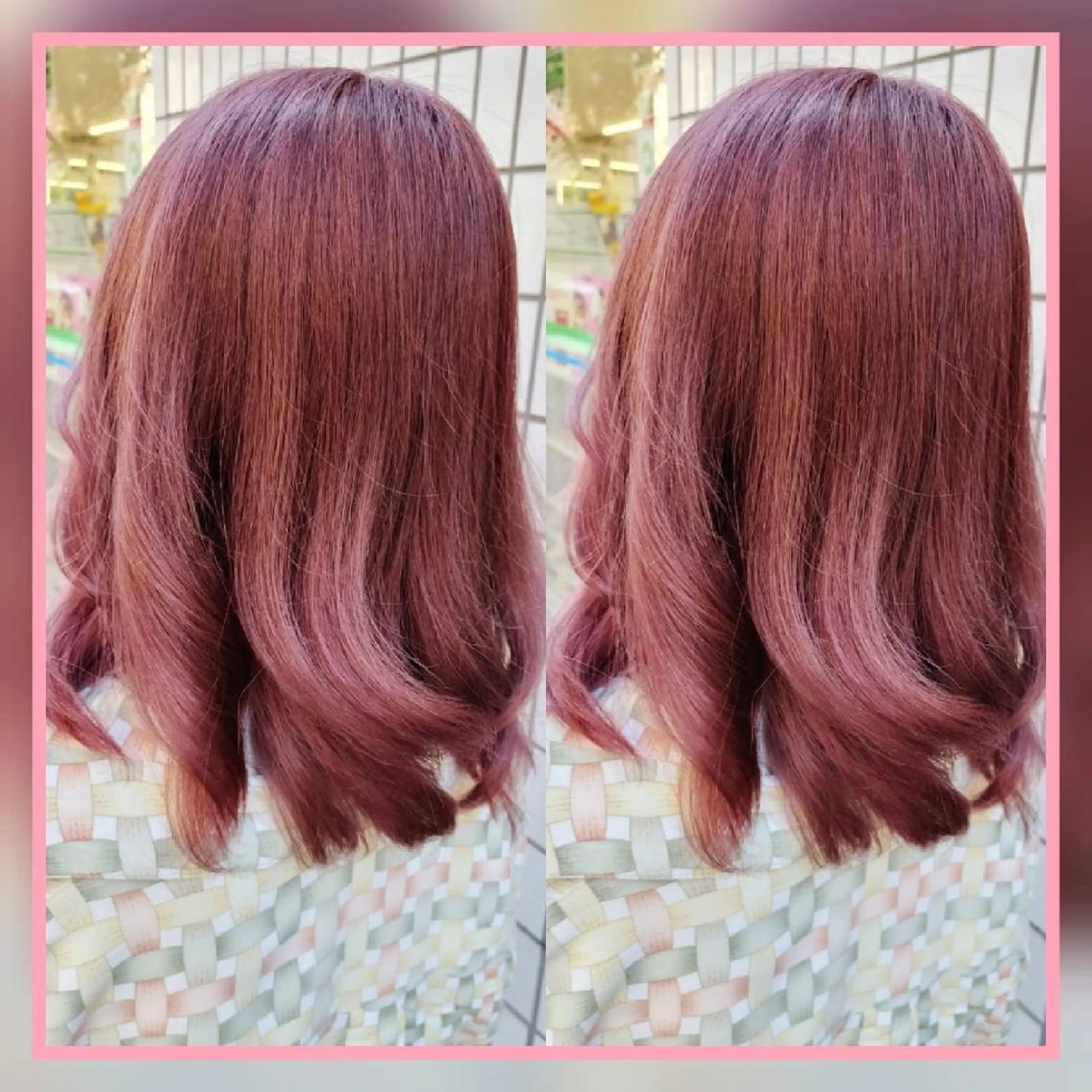 セミロング カラー ベージュカラー ブリーチ ボルドーカラー 透明感カラー インナーカラー 田中 孝征のヘアスタイル