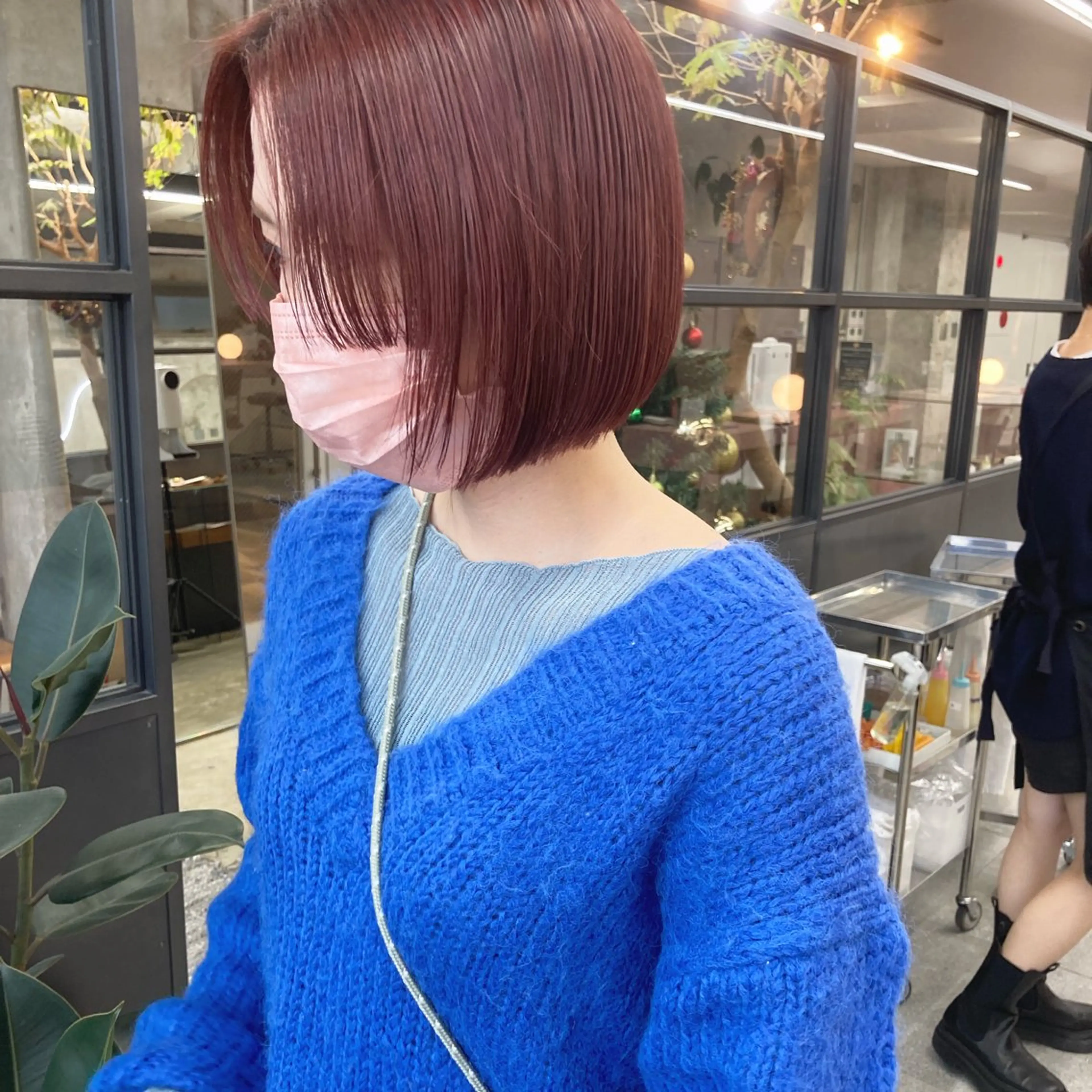 ミディアム カラー カシス ピンクカラー カット ヘアカラー トリートメント 小木曽智美 /ボブ/ショートのヘアスタイル