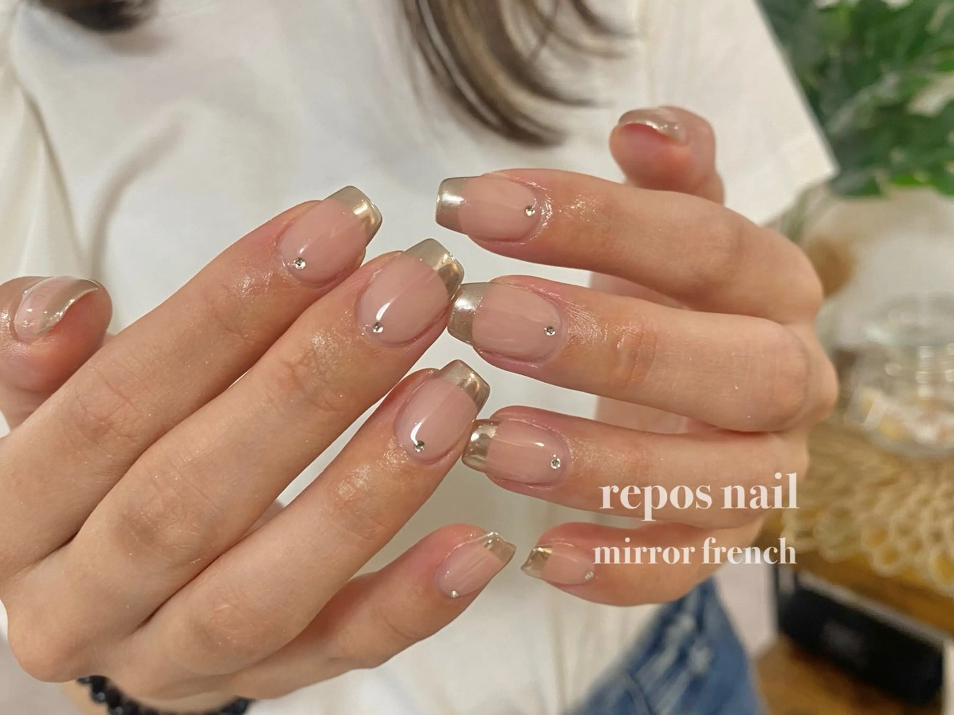 ネイル フレンチネイル ミラーネイル ハンドネイル repos-ルポ- misuzu🌿のネイルデザイン